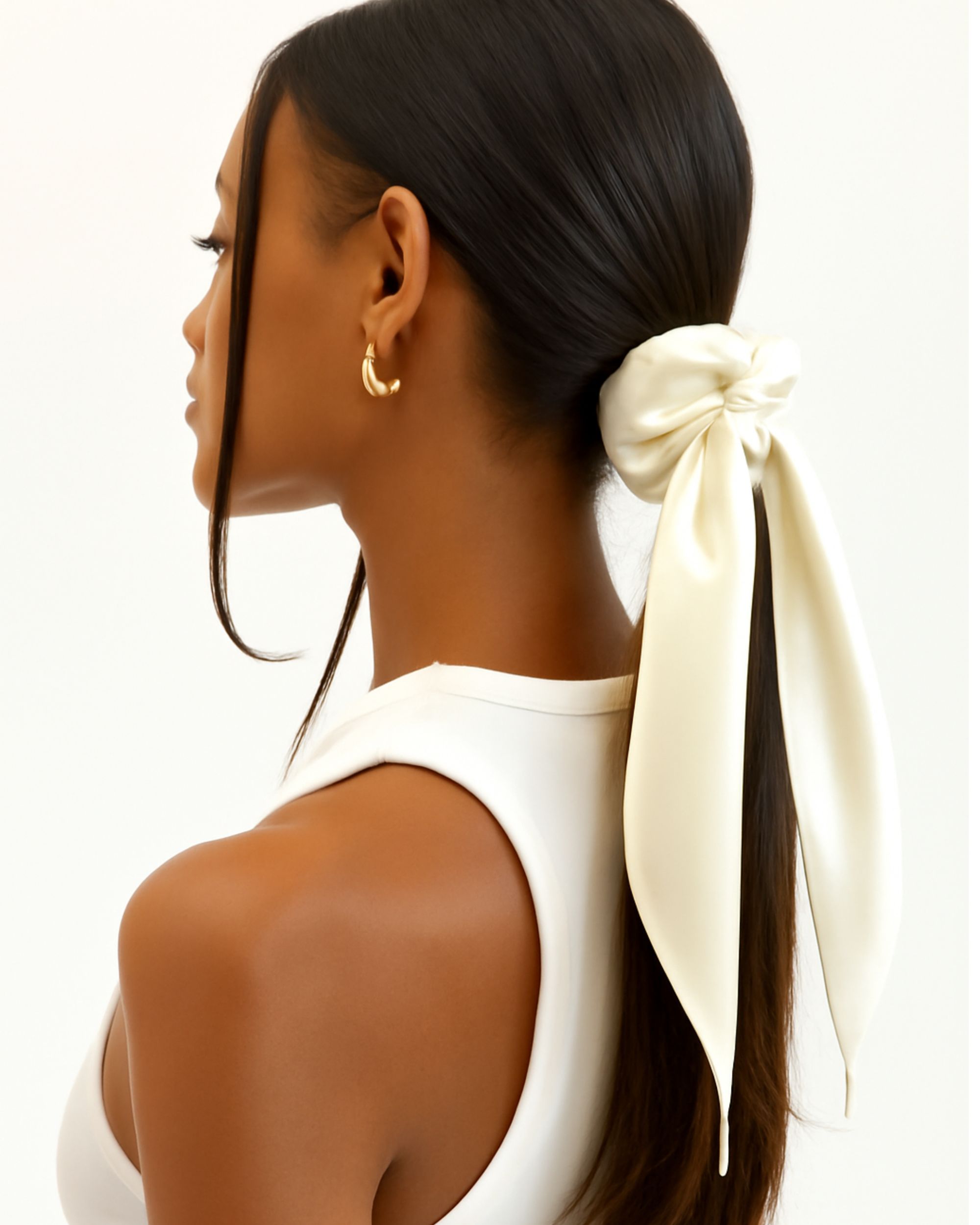 Silk bunny scrunchie - cream