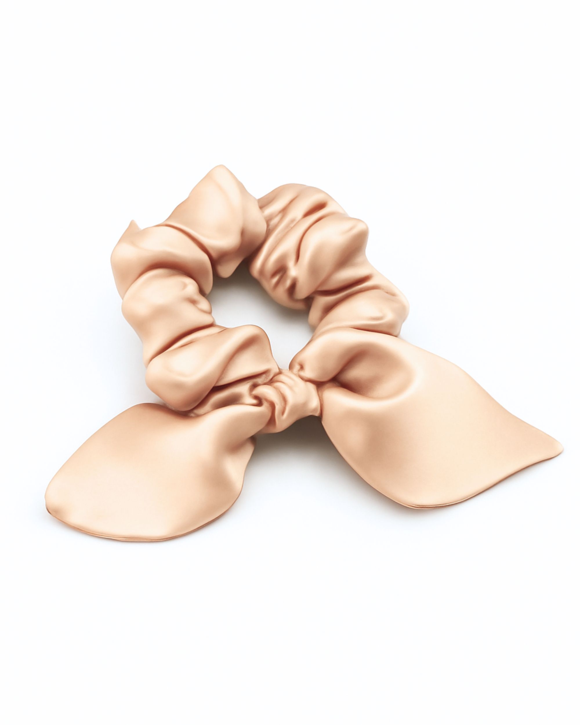 Silk scrunchie with ears - champagne