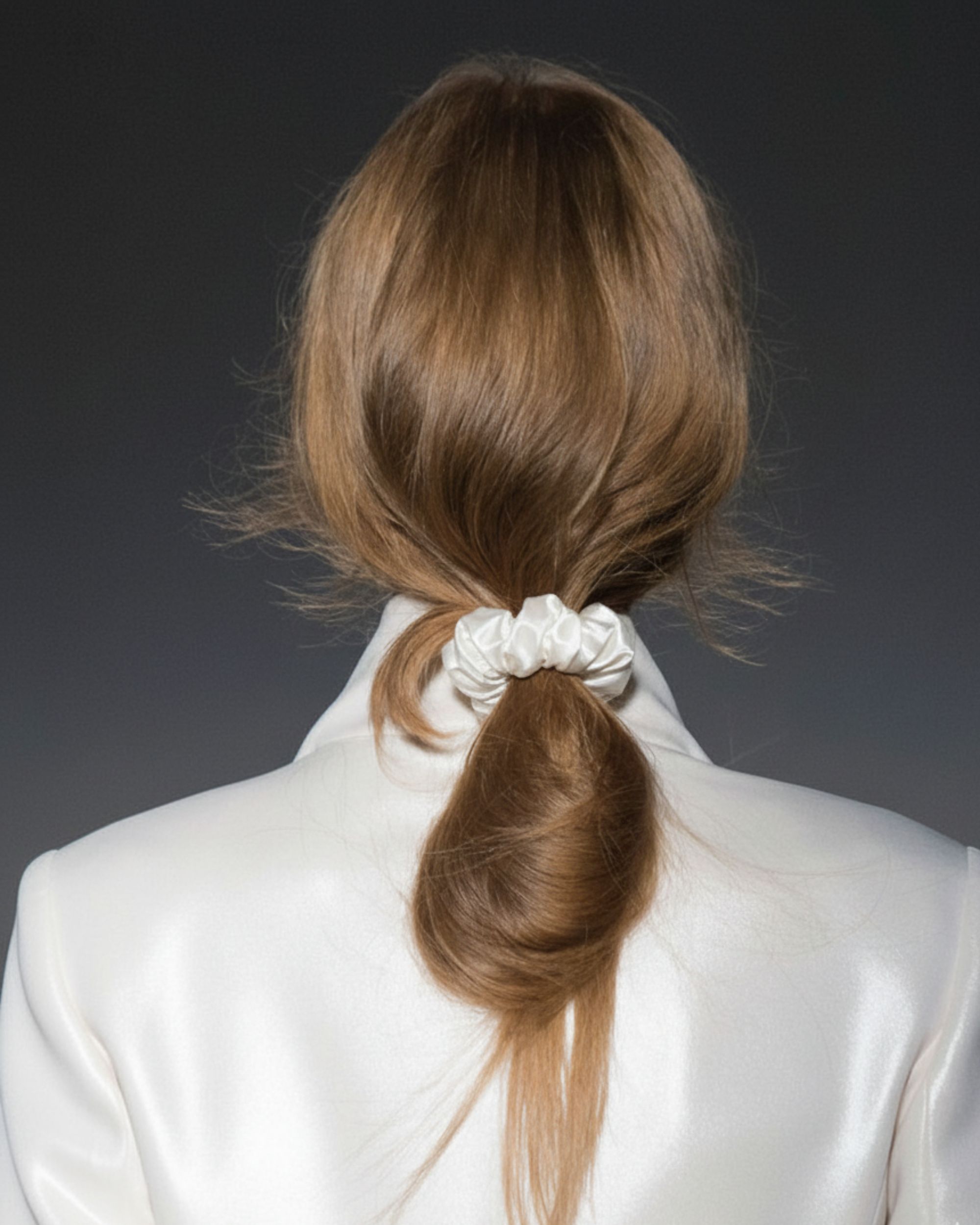 Silk midi scrunchie- ecru