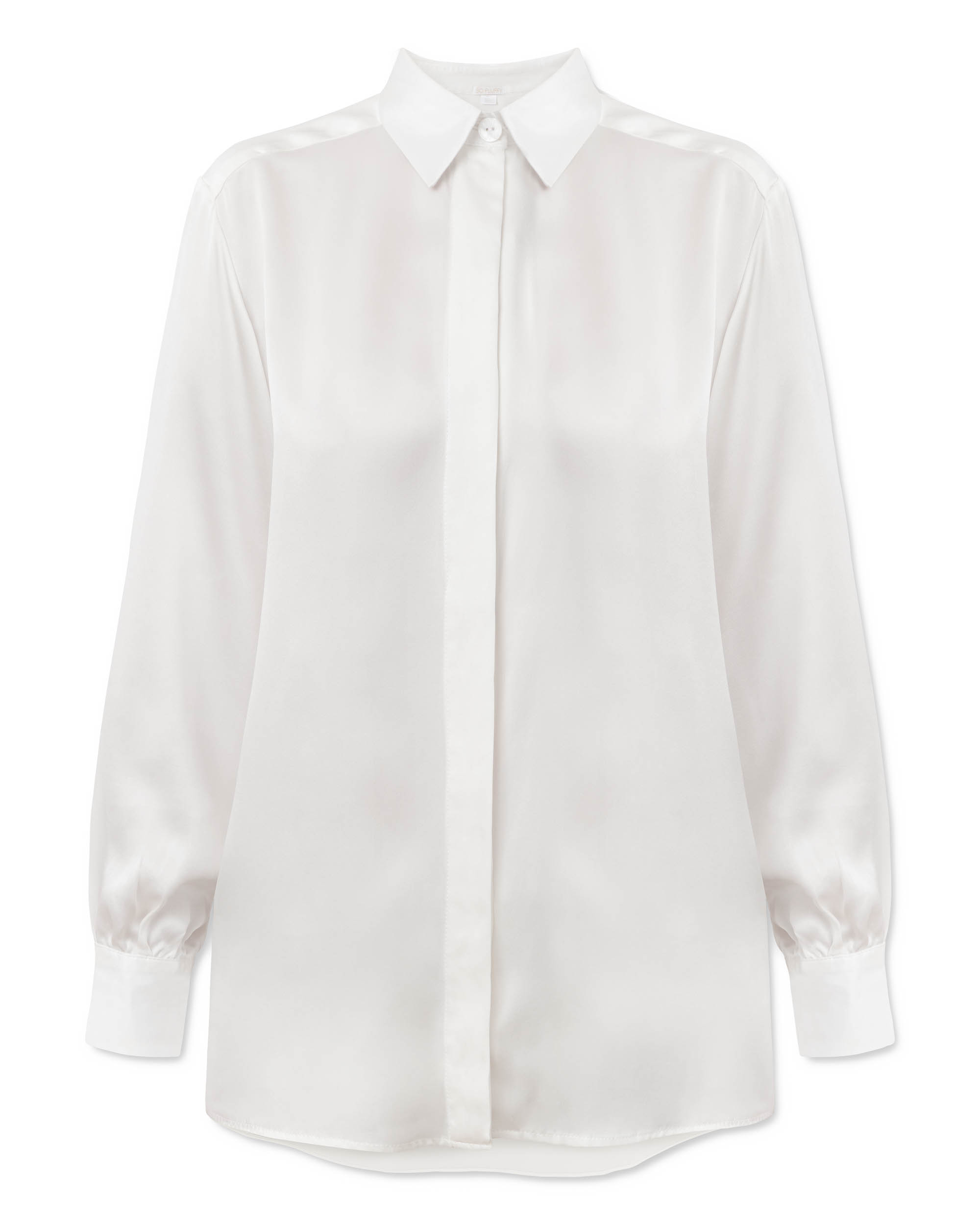 Classic long-sleeved silk shirt – ecru