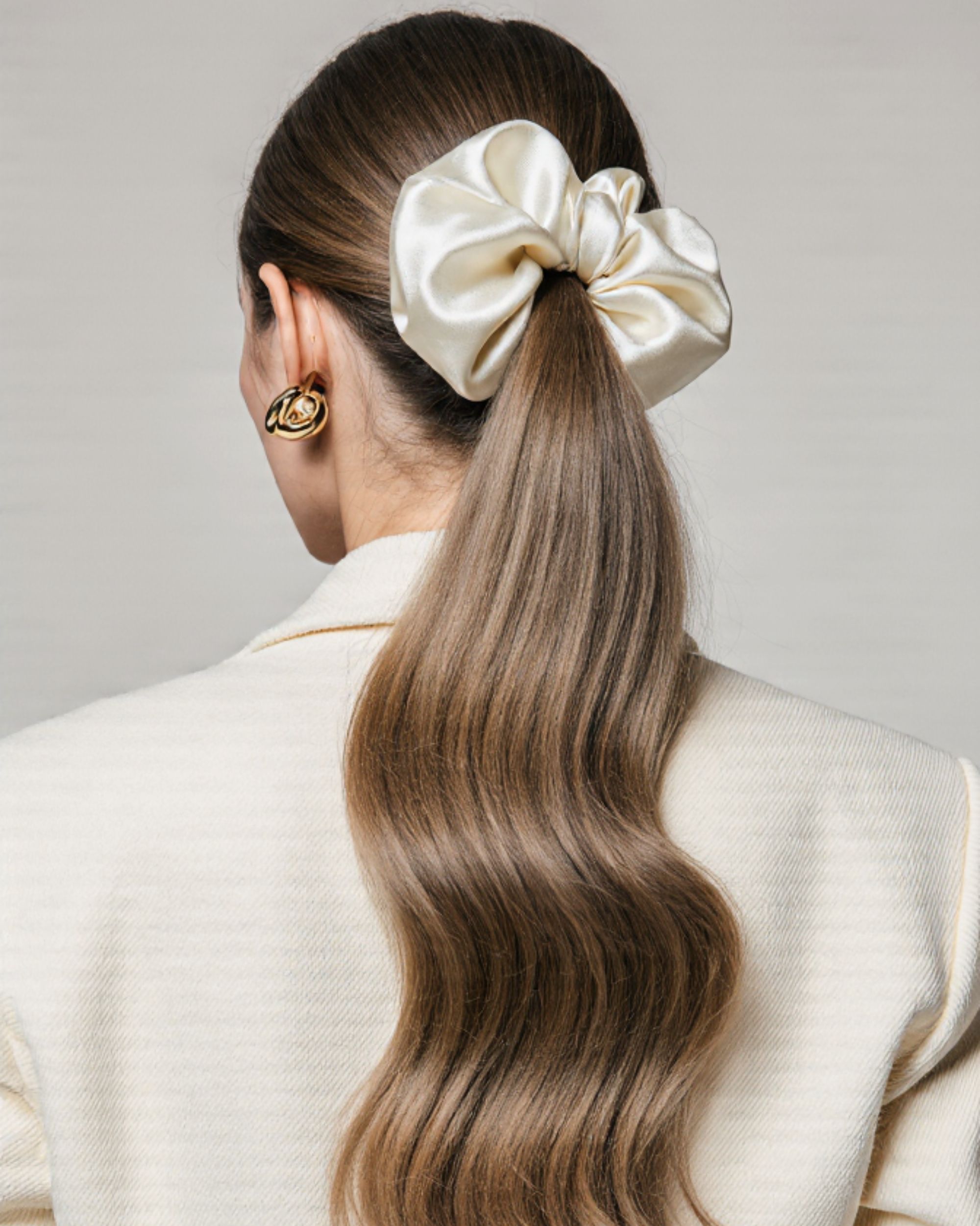 Silk maxi scrunchie - cream