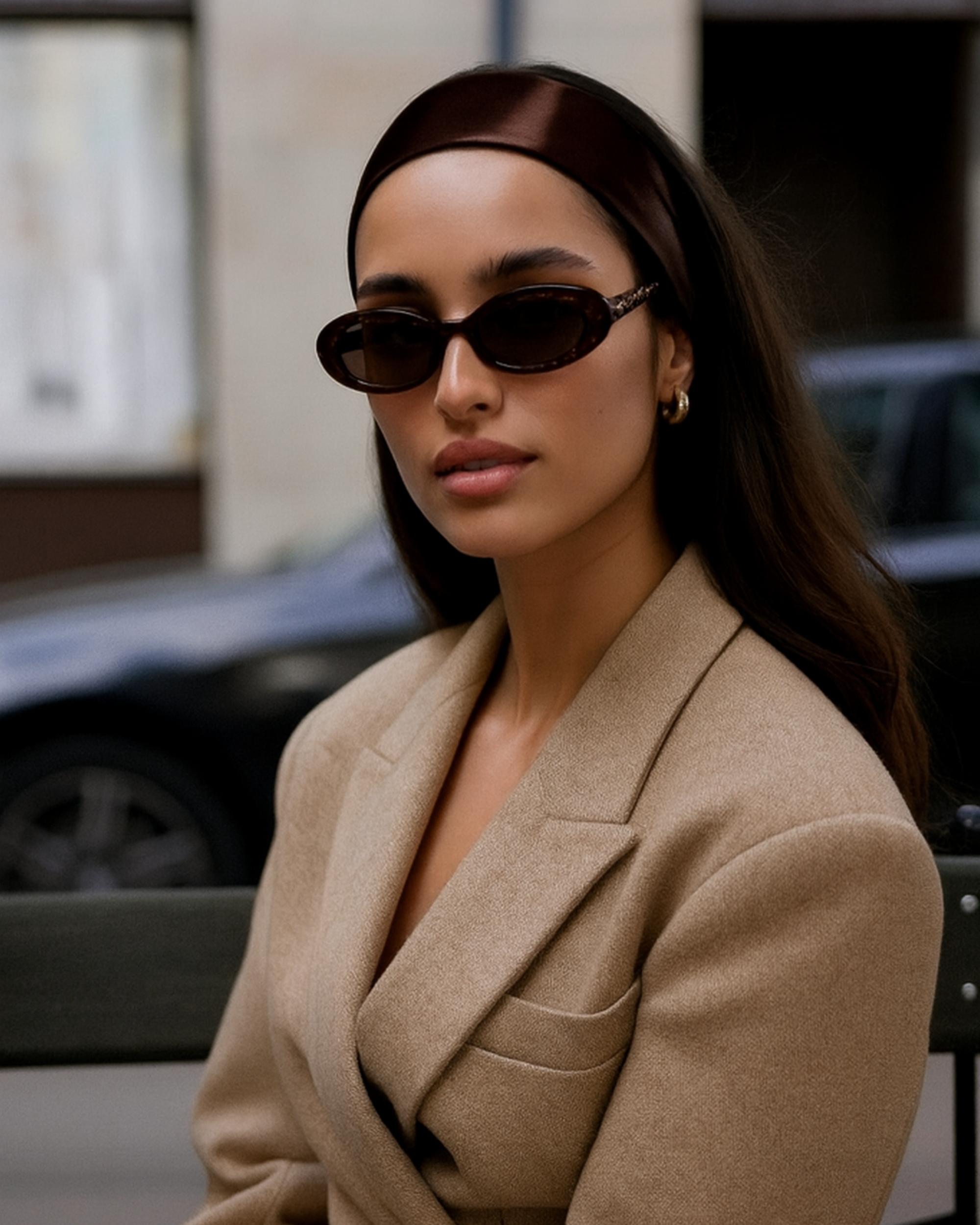 Jane silk headband – dark chocolate