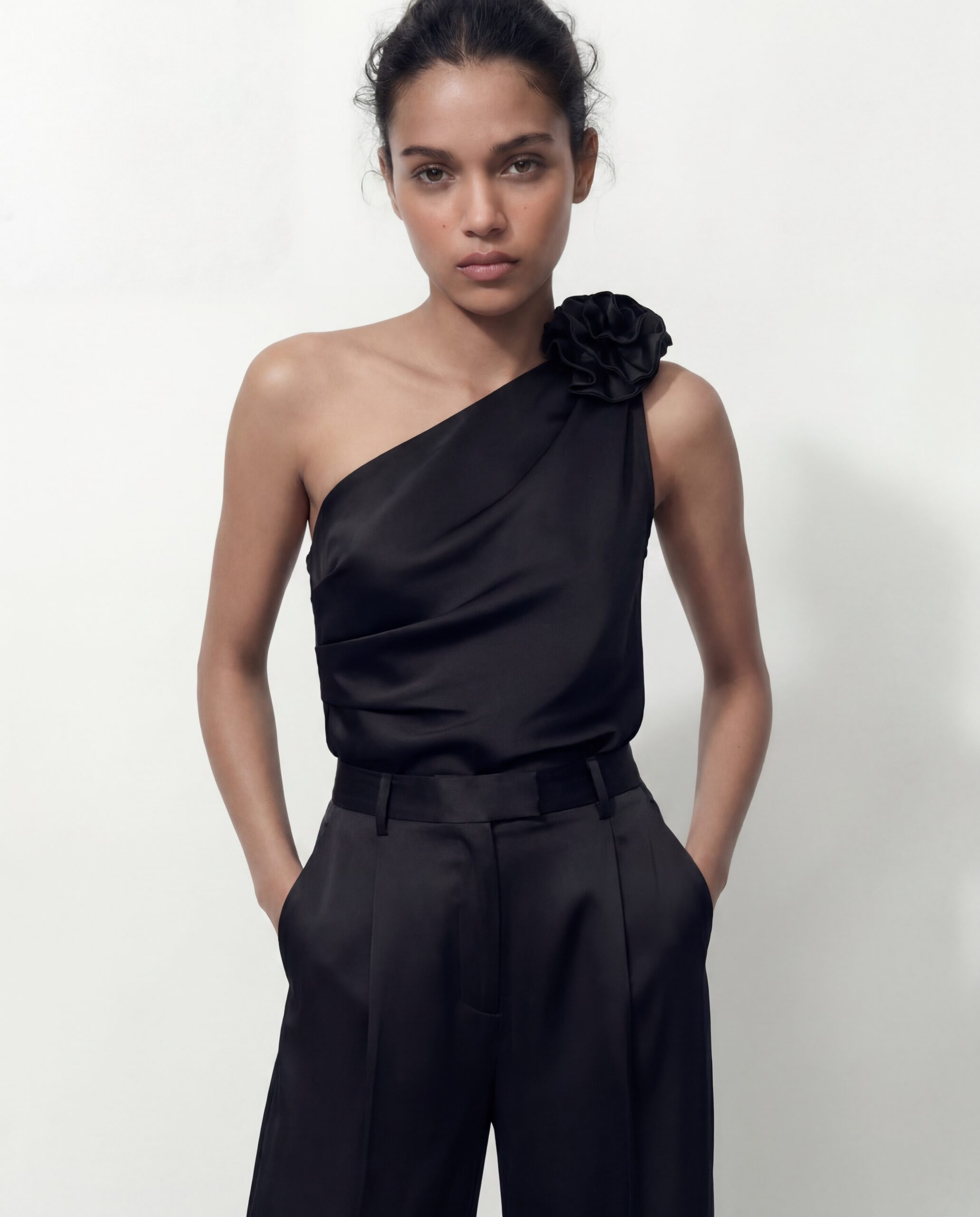 Rosa silk top - black