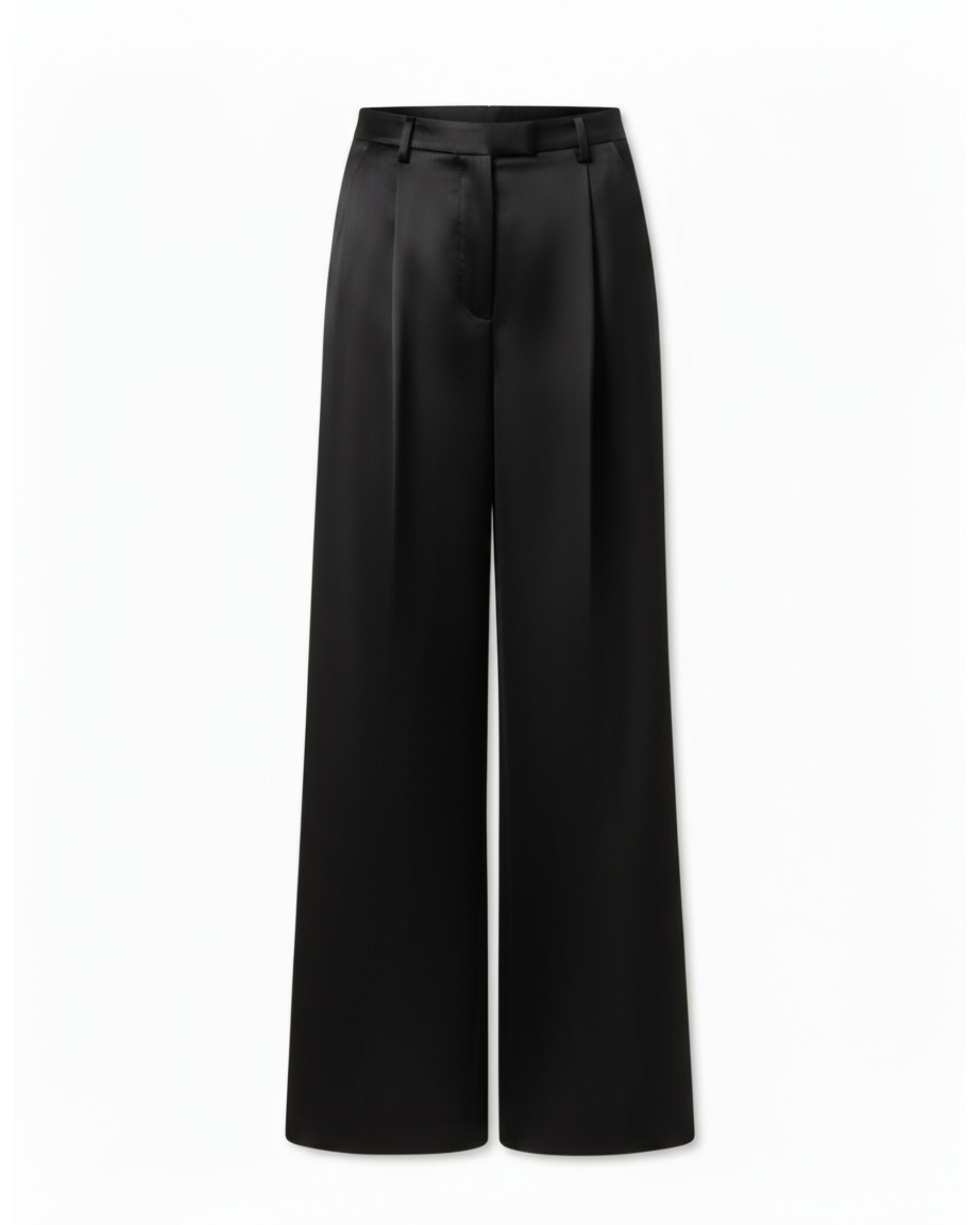 Wide leg elegant silk trousers - black