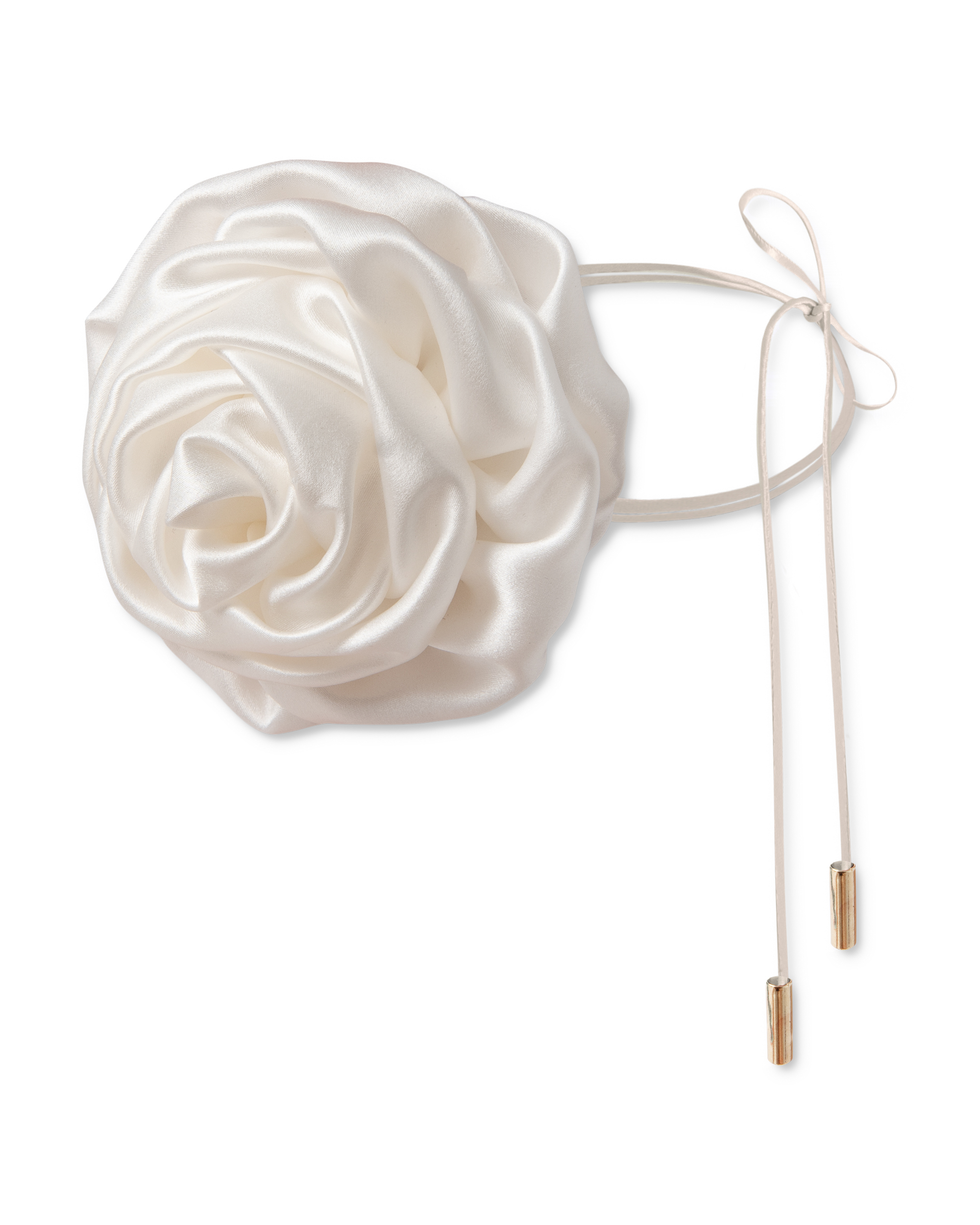 Silk chocker with rose - ecru