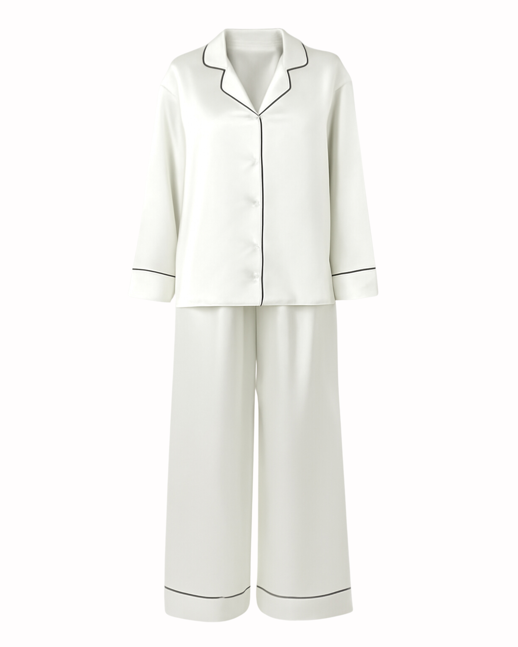 Coco two-piece silk pajama set – ecru
