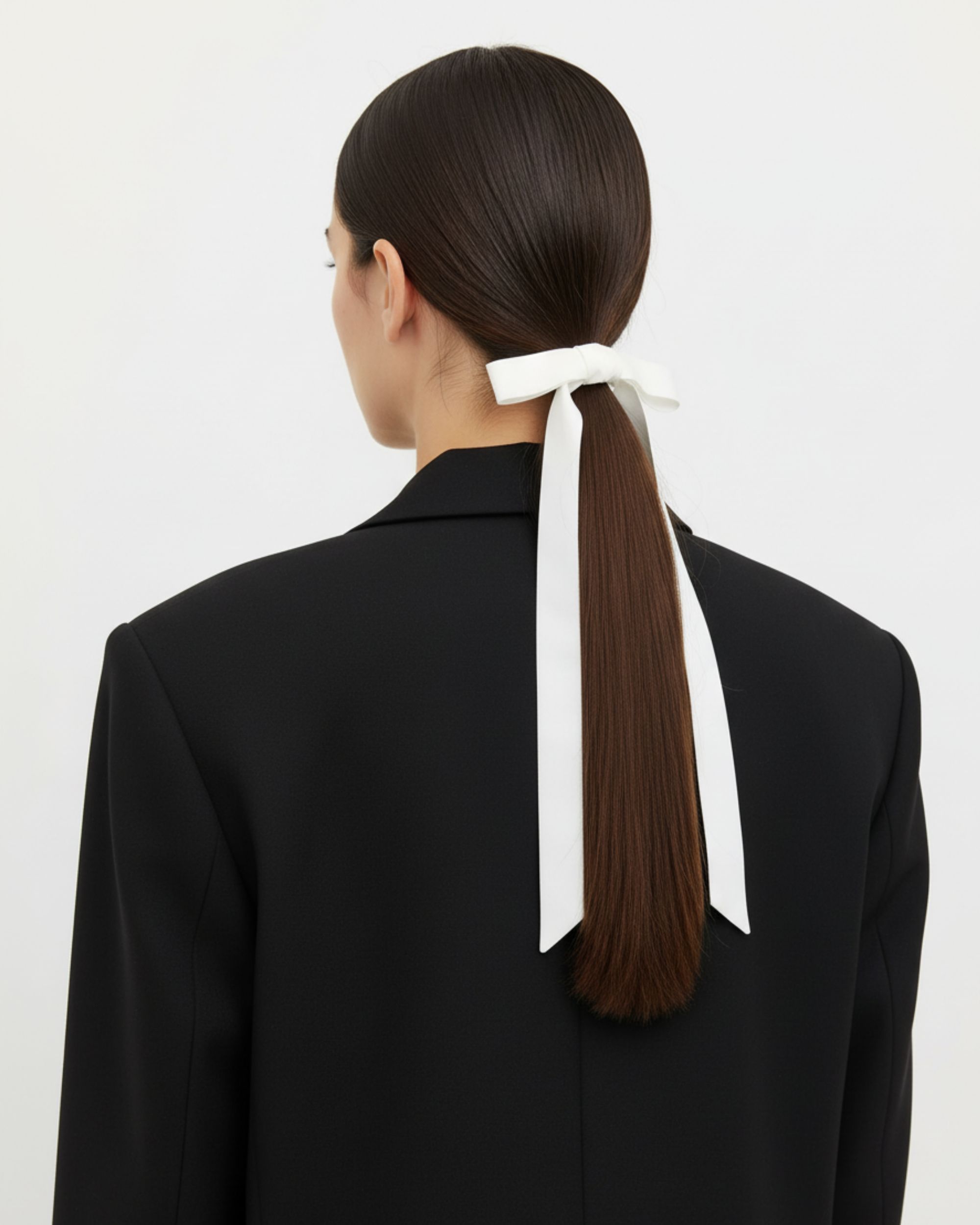 Silk hair ribbon - ecru