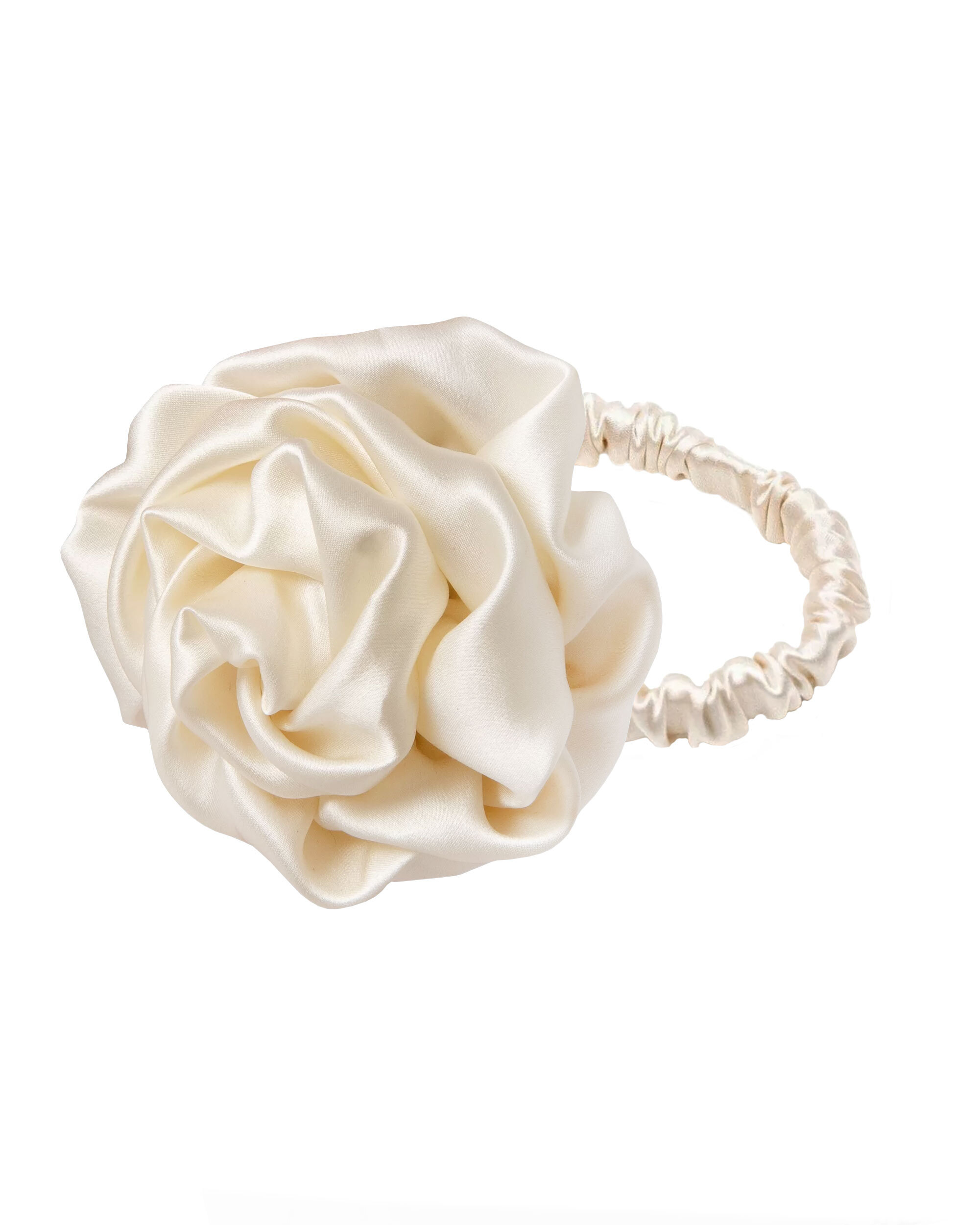 Silk scrunchie with a rose - cream