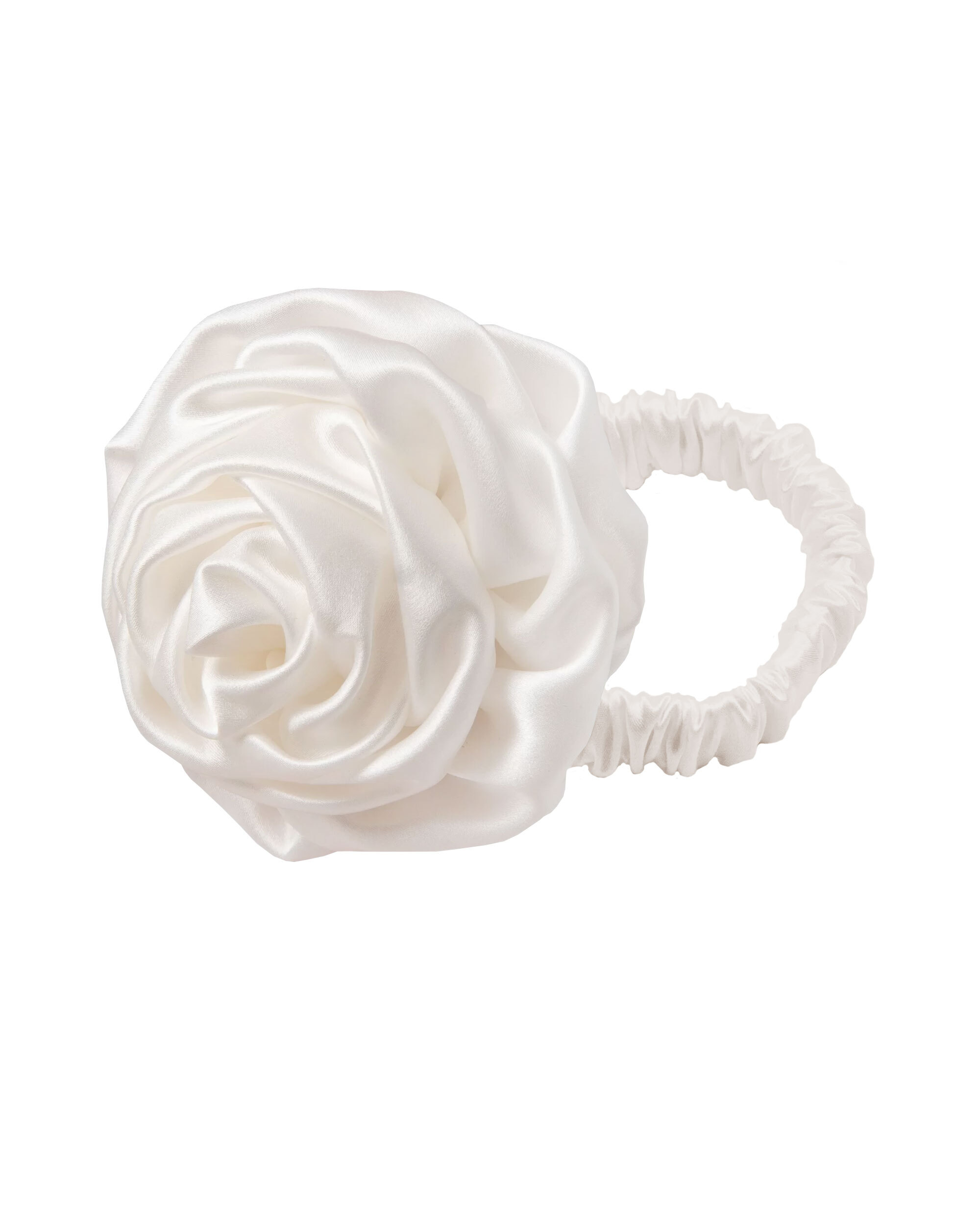 Silk scrunchie with a rose - ecru