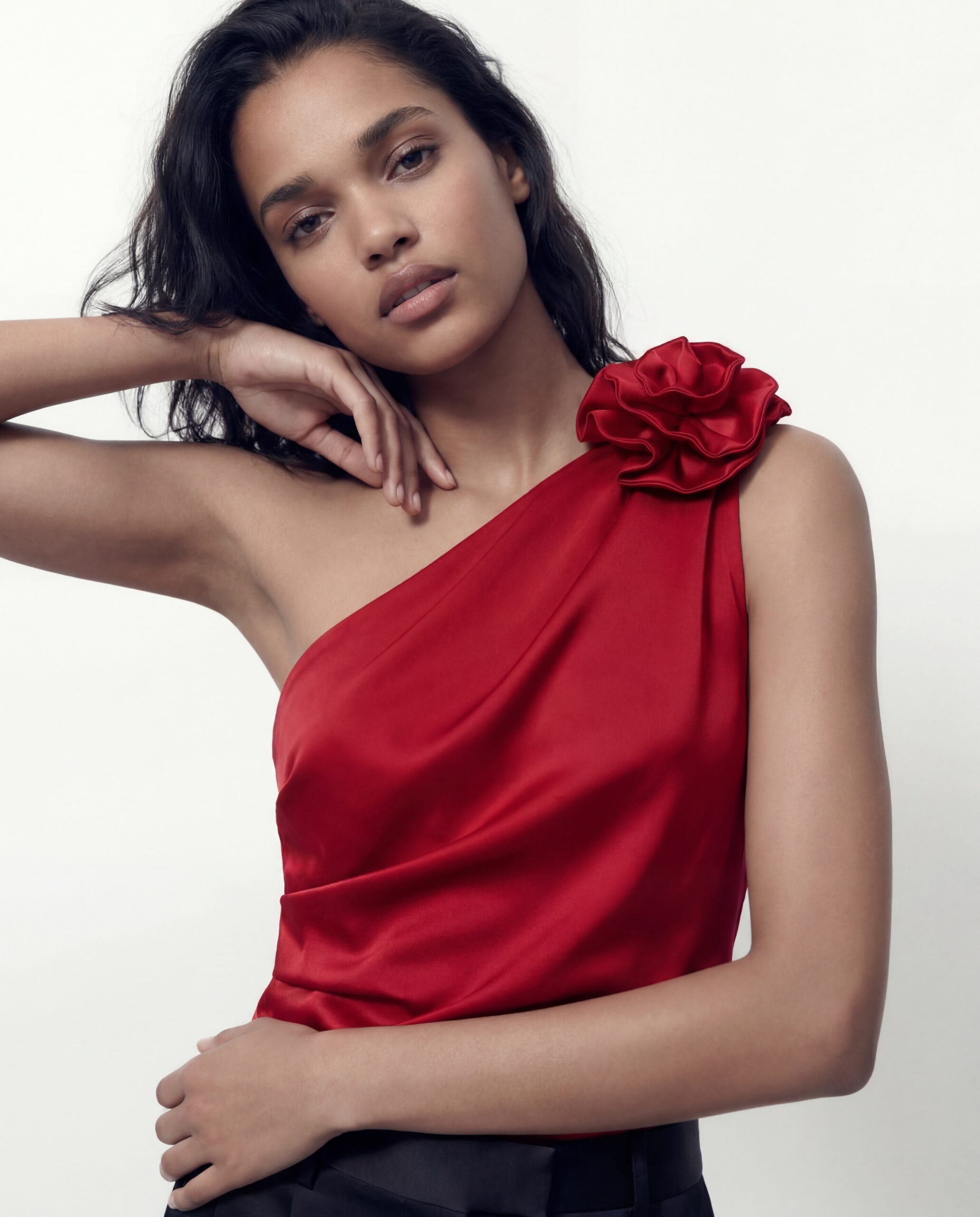 Rosa silk top - red