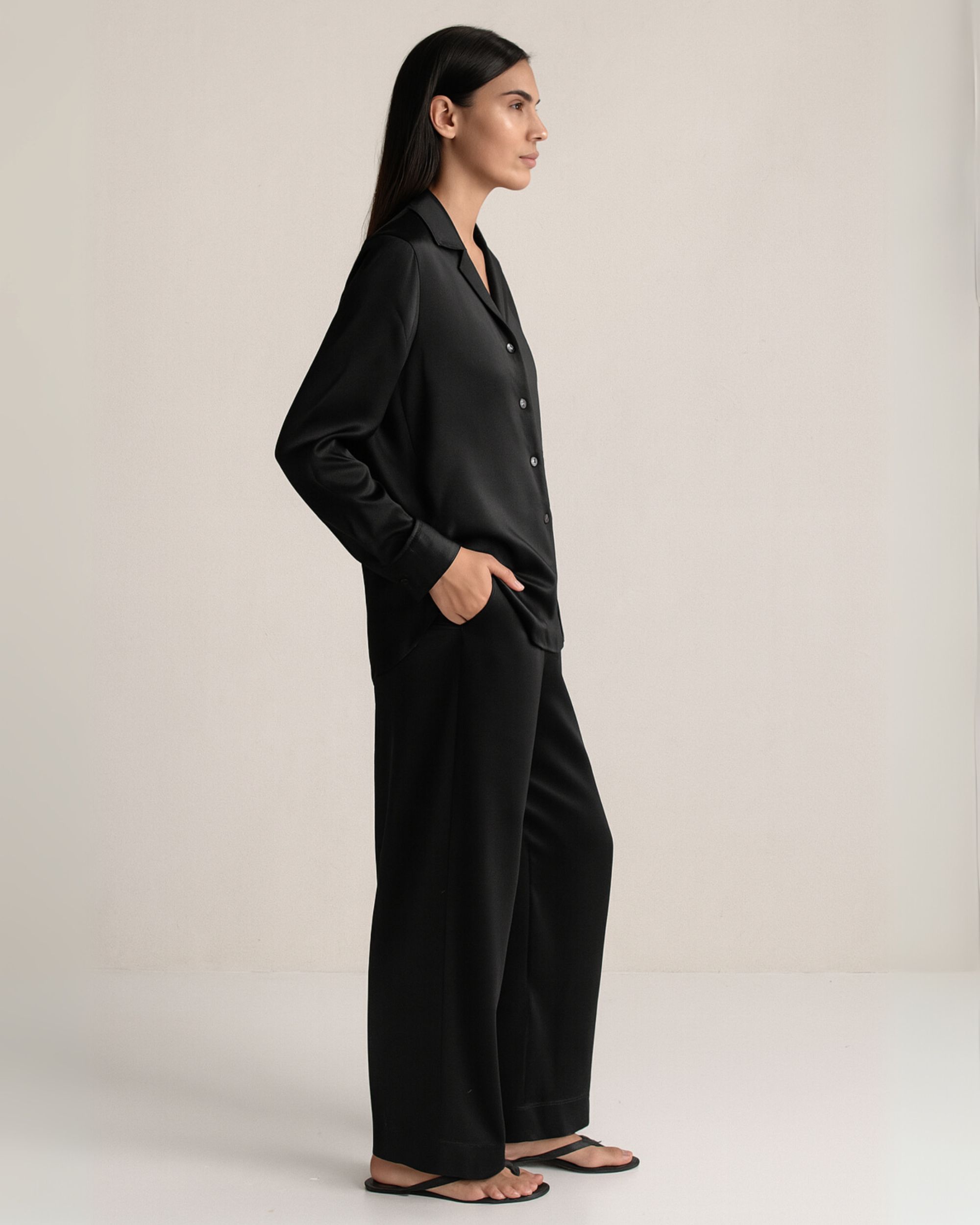 SUNRISE silk trousers – black