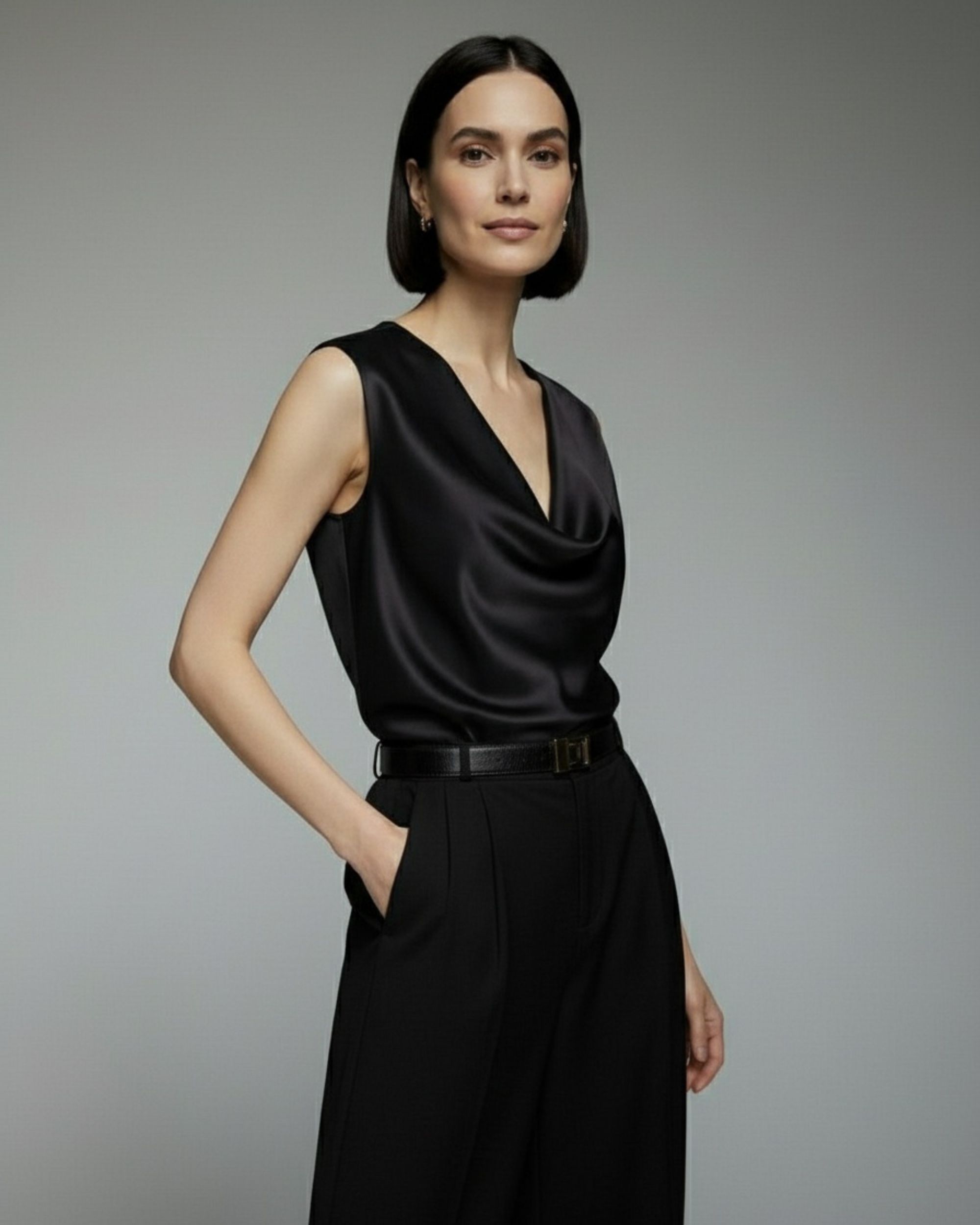 Cleo silk top - black