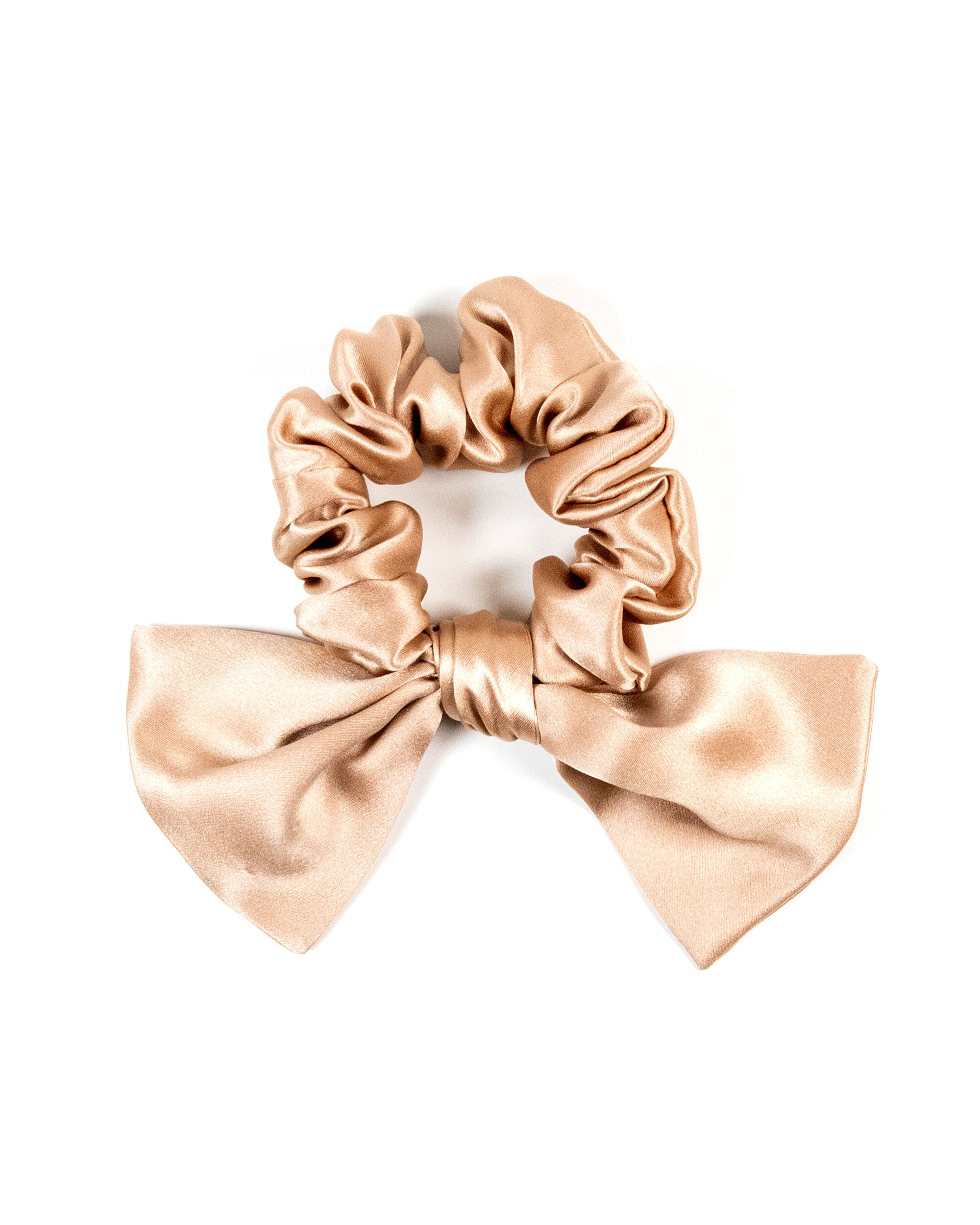 Silk scrunchie with bow - champagne