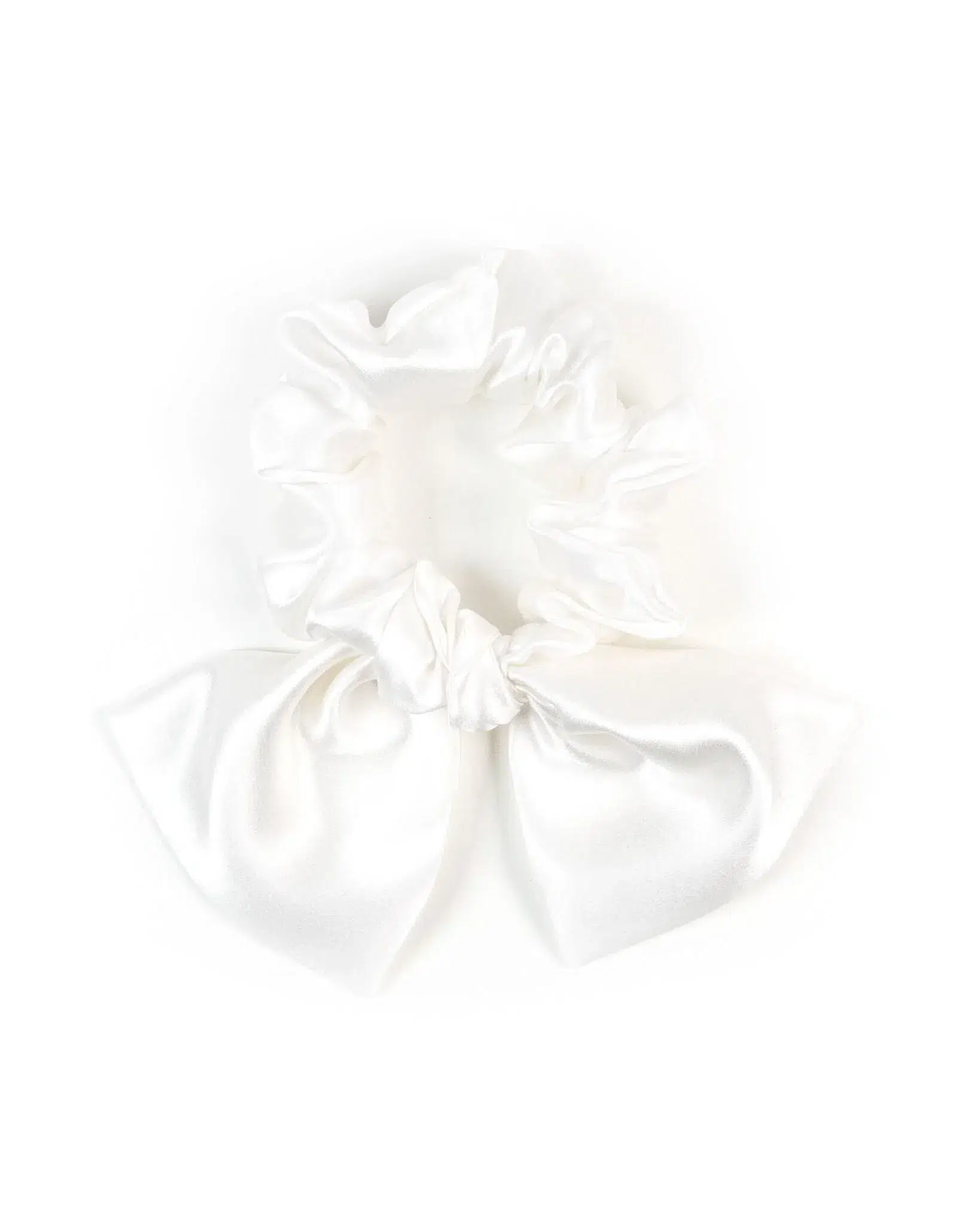 Silk scrunchie with bow - ecru