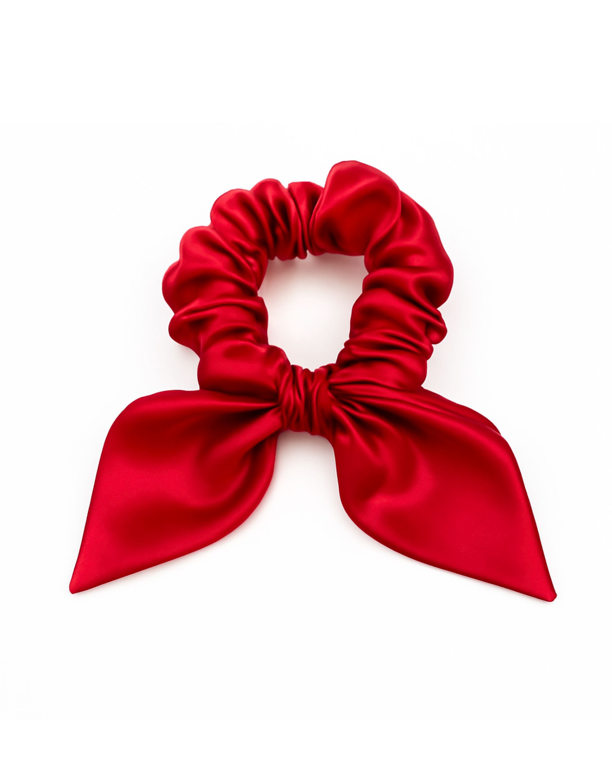 Silk scrunchie with ears - red