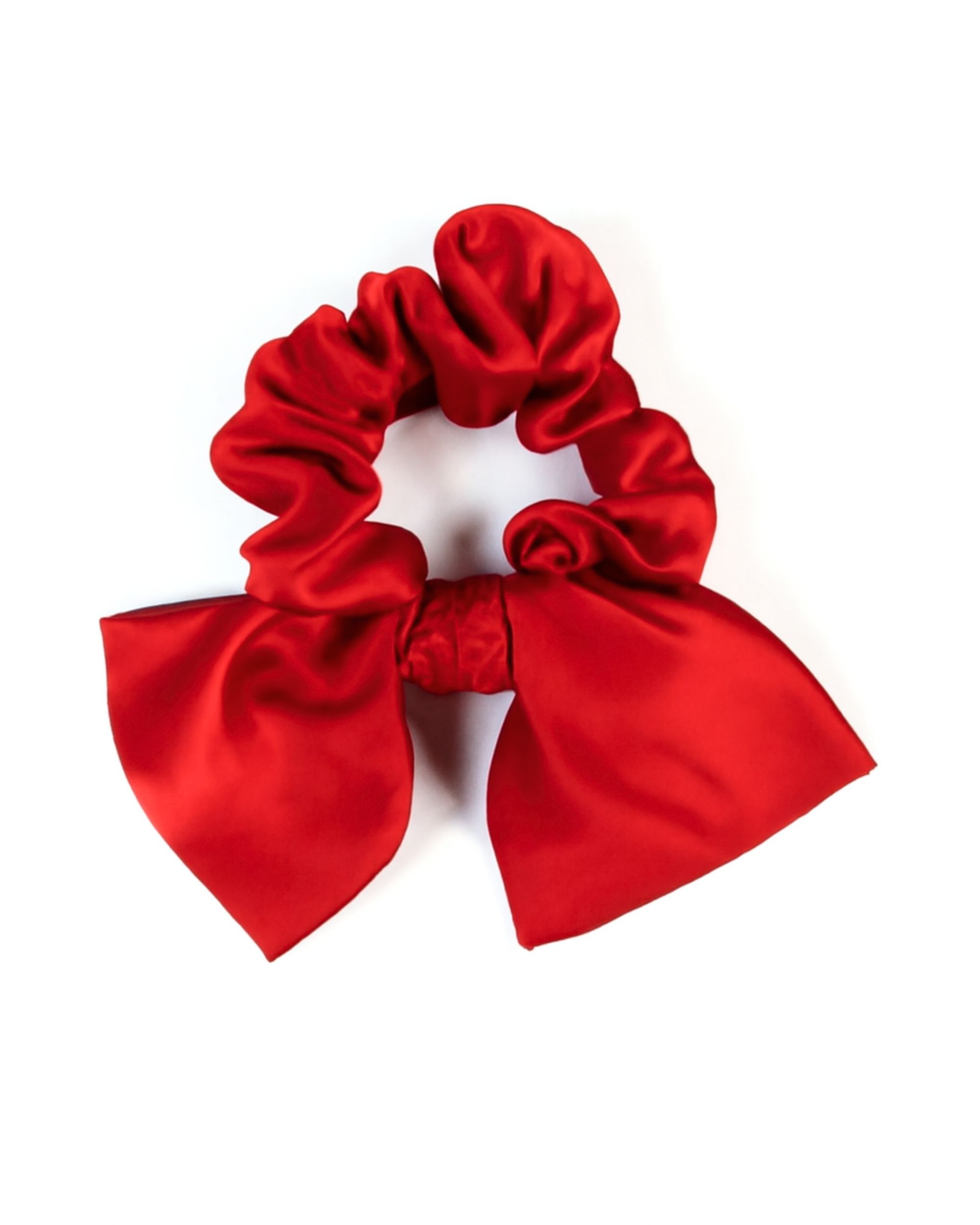 Silk scrunchie with bow - red