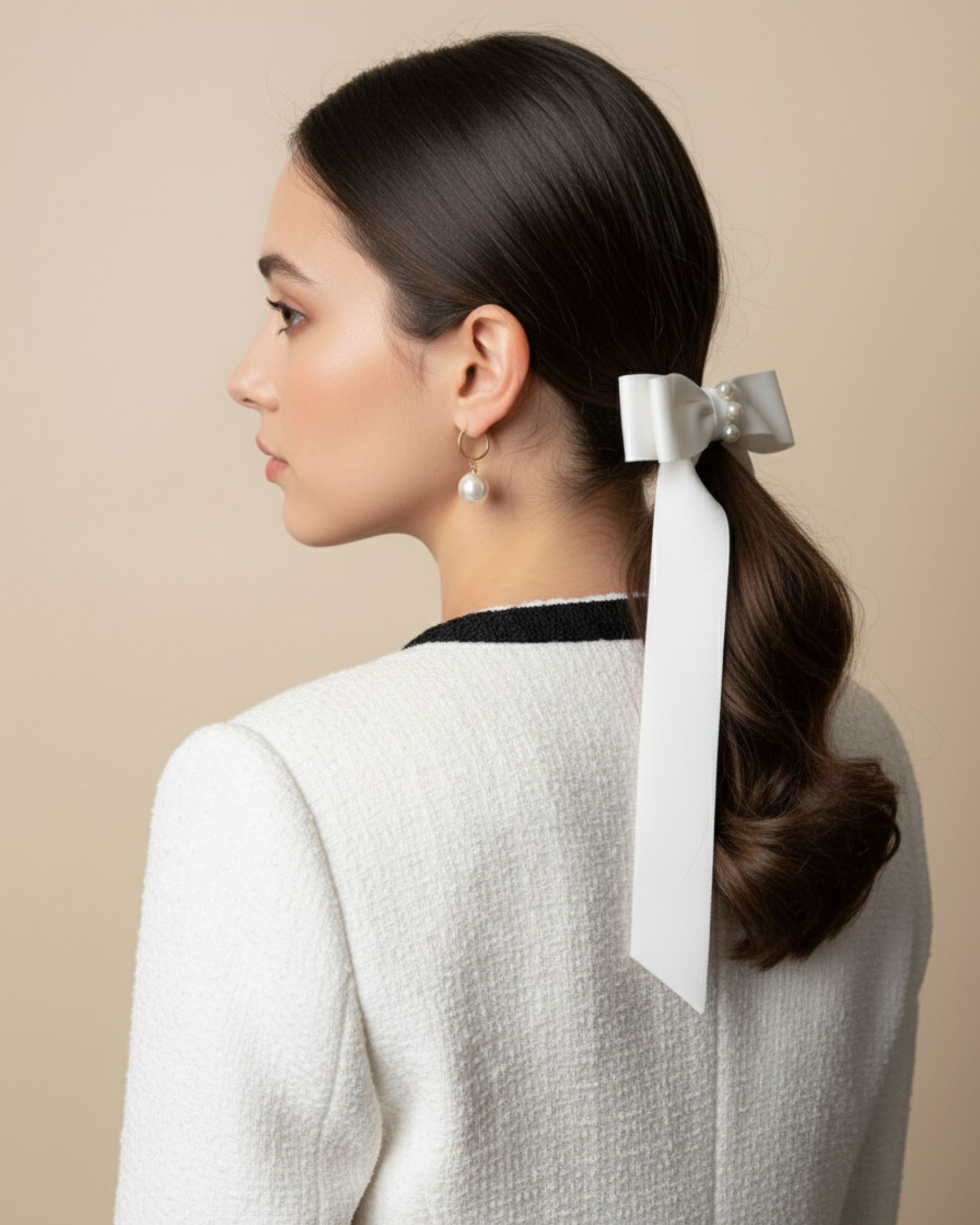 DAISY silk bow - ecru