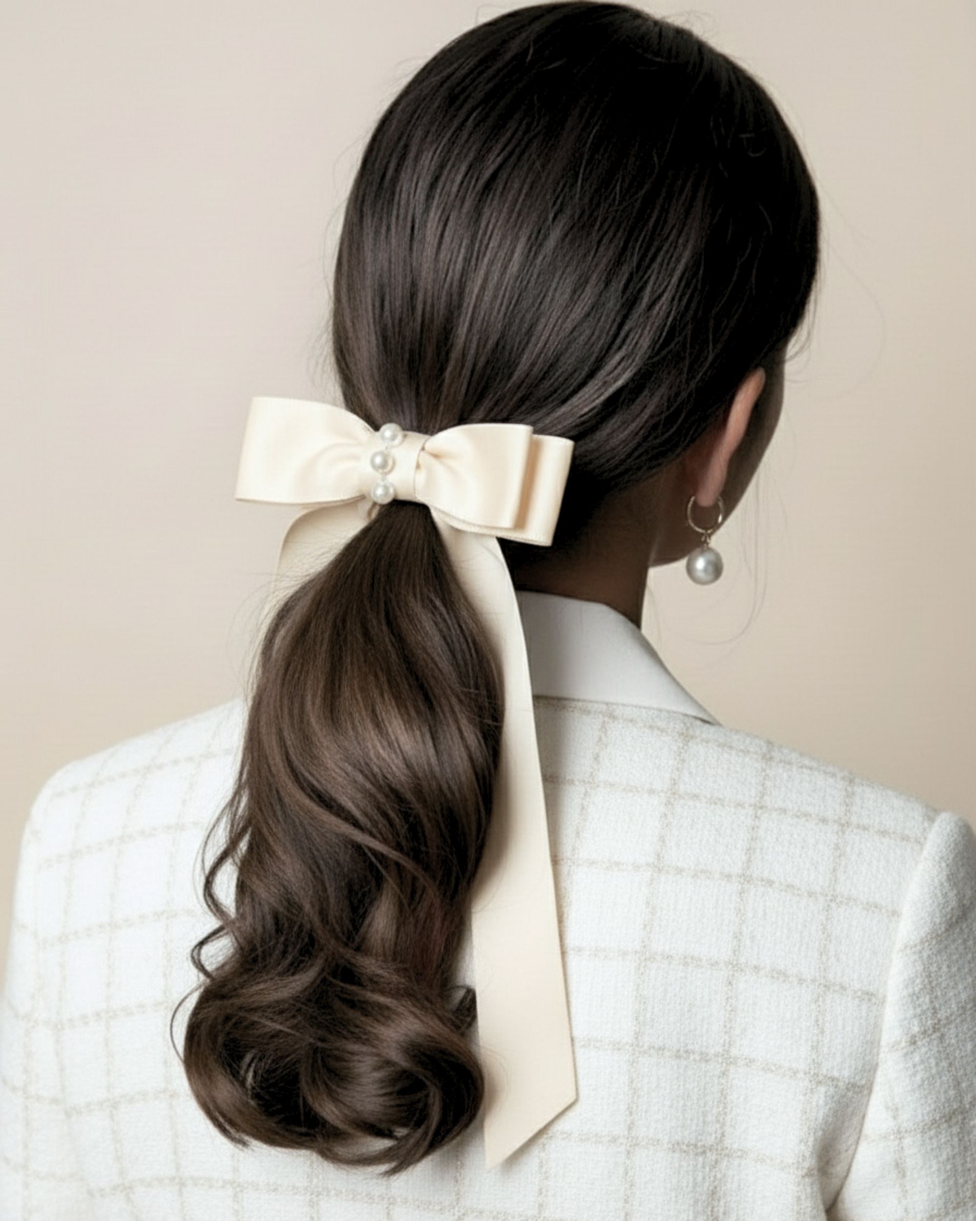 DAISY silk bow - cream