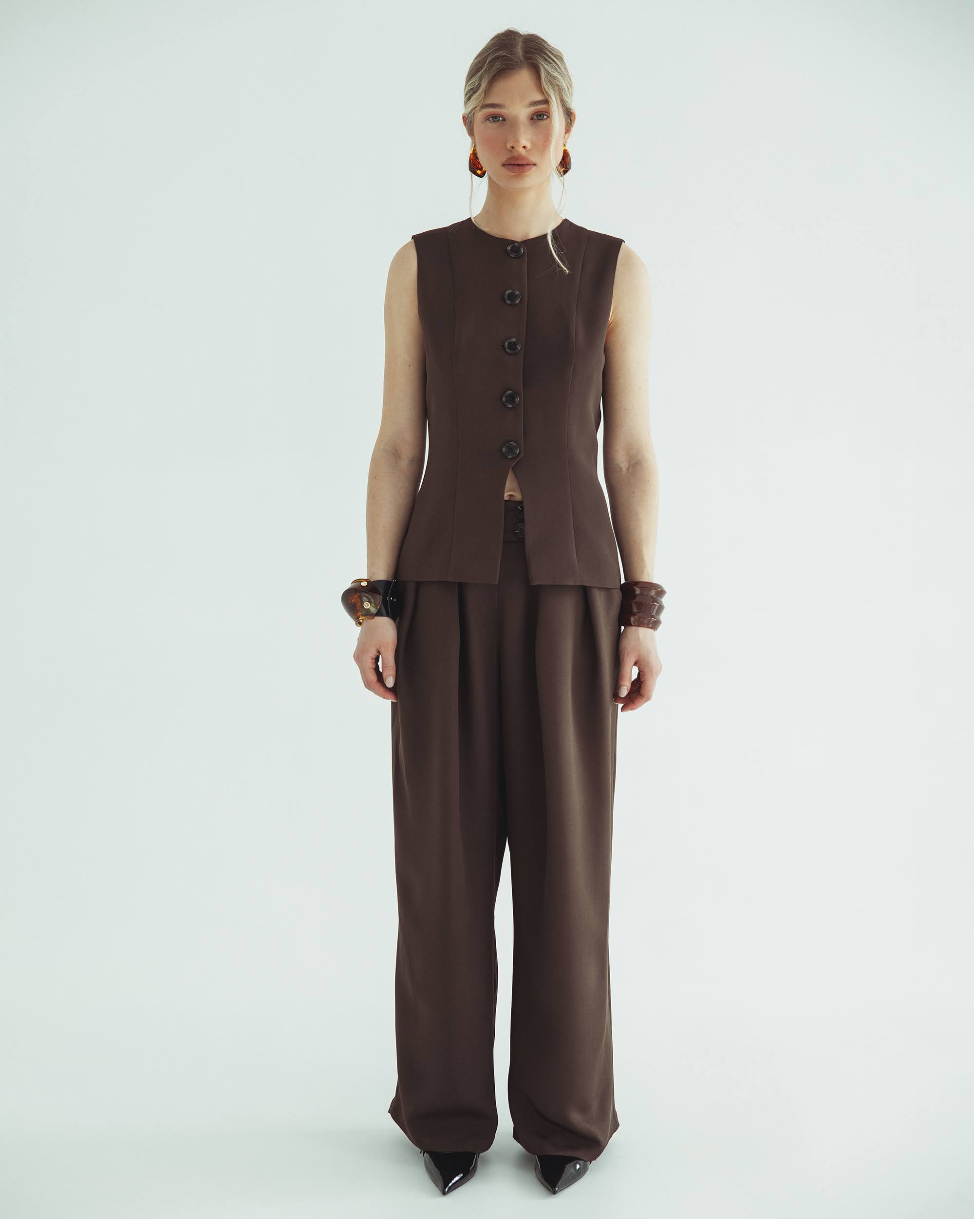 TALIA Elegant silk crepe trousers