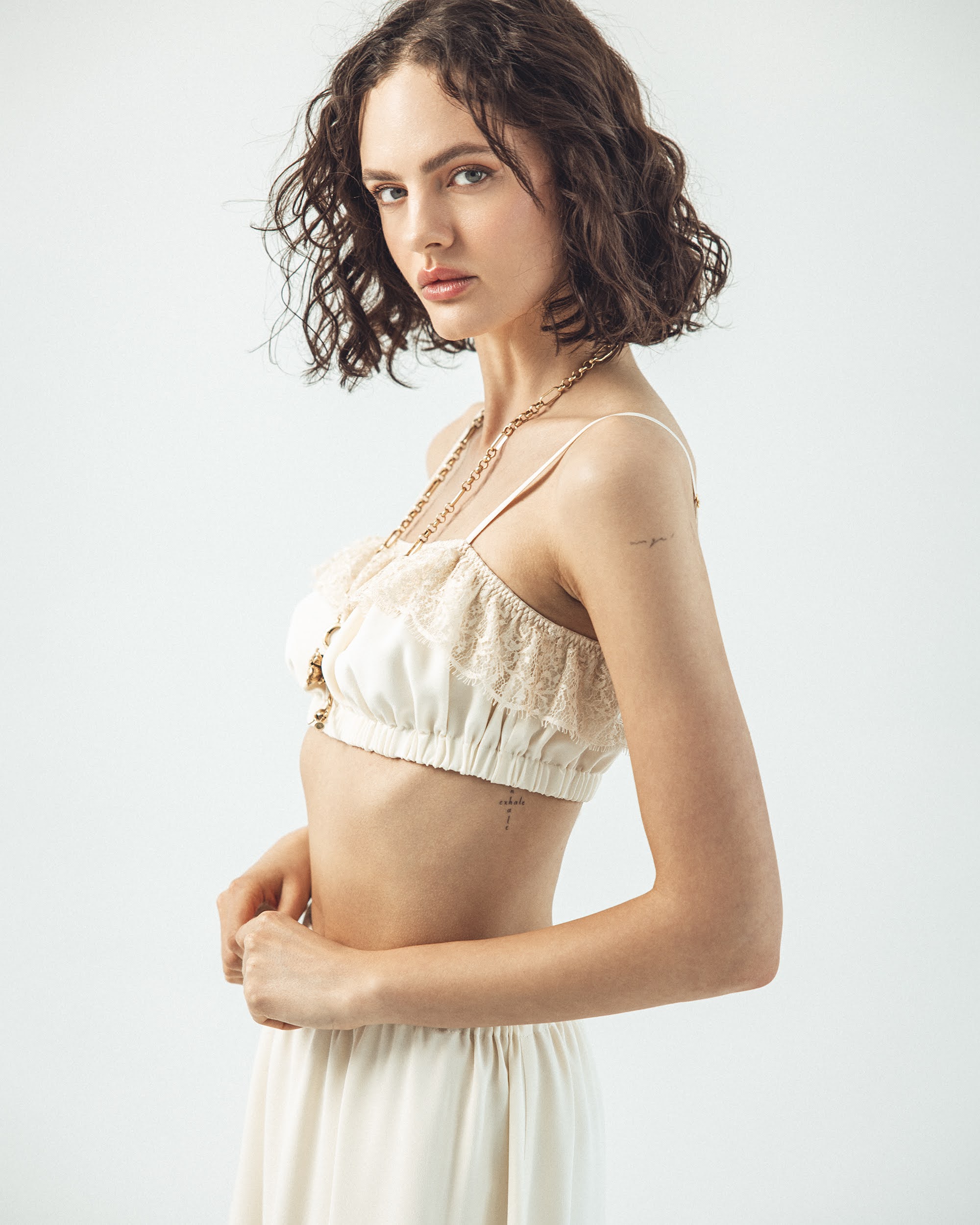 Silk crop top with lace - Verona