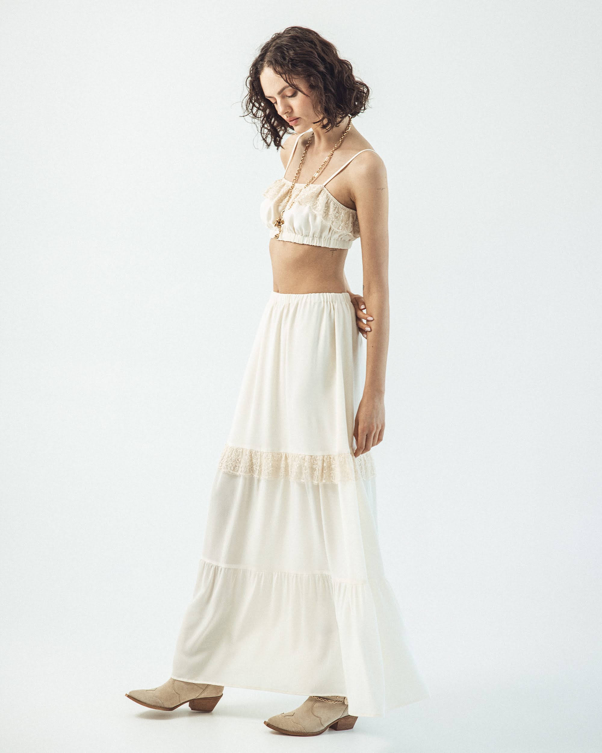 Silk maxi skirt with lace - Verona