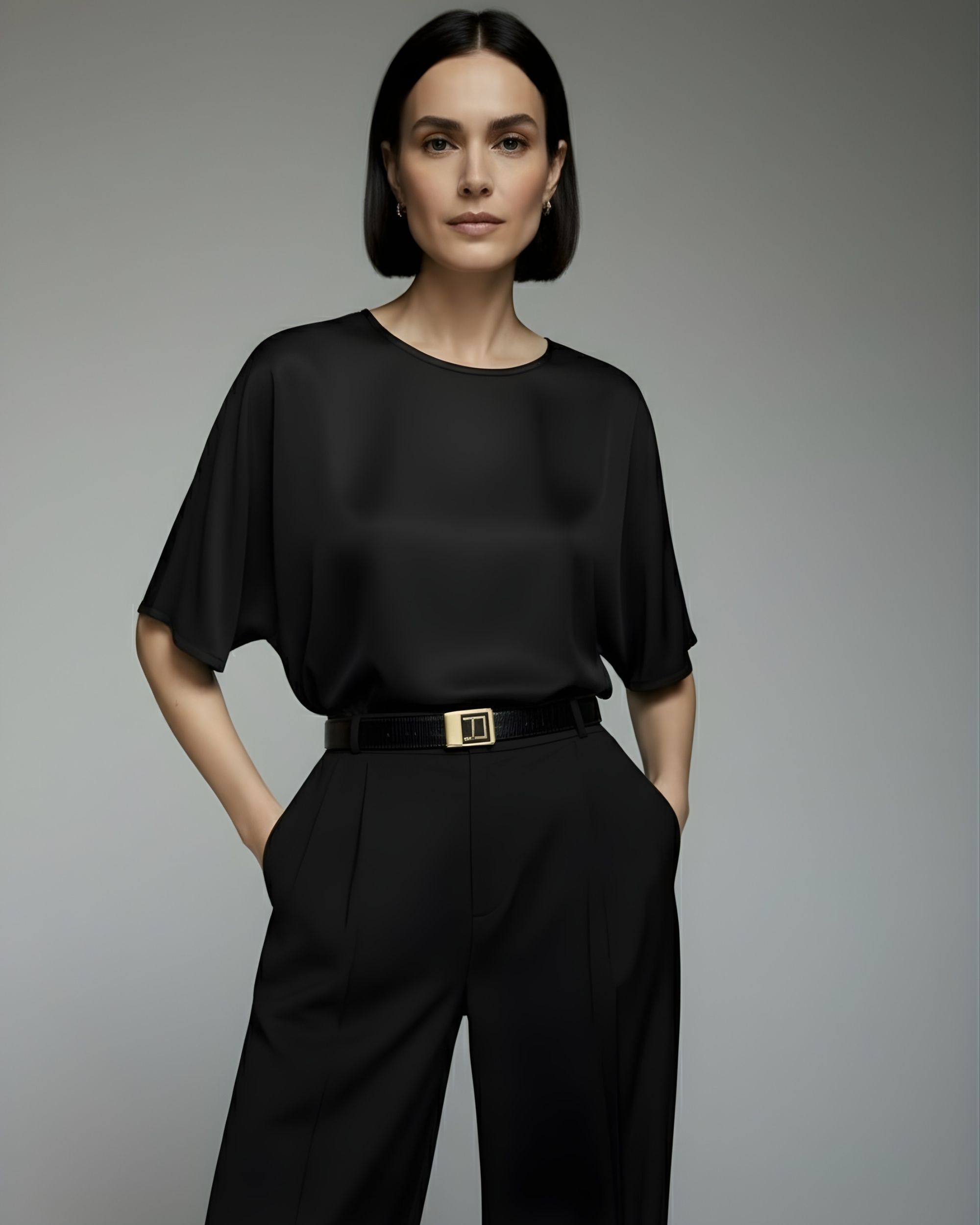 SIMPLE silk t-shirt - black