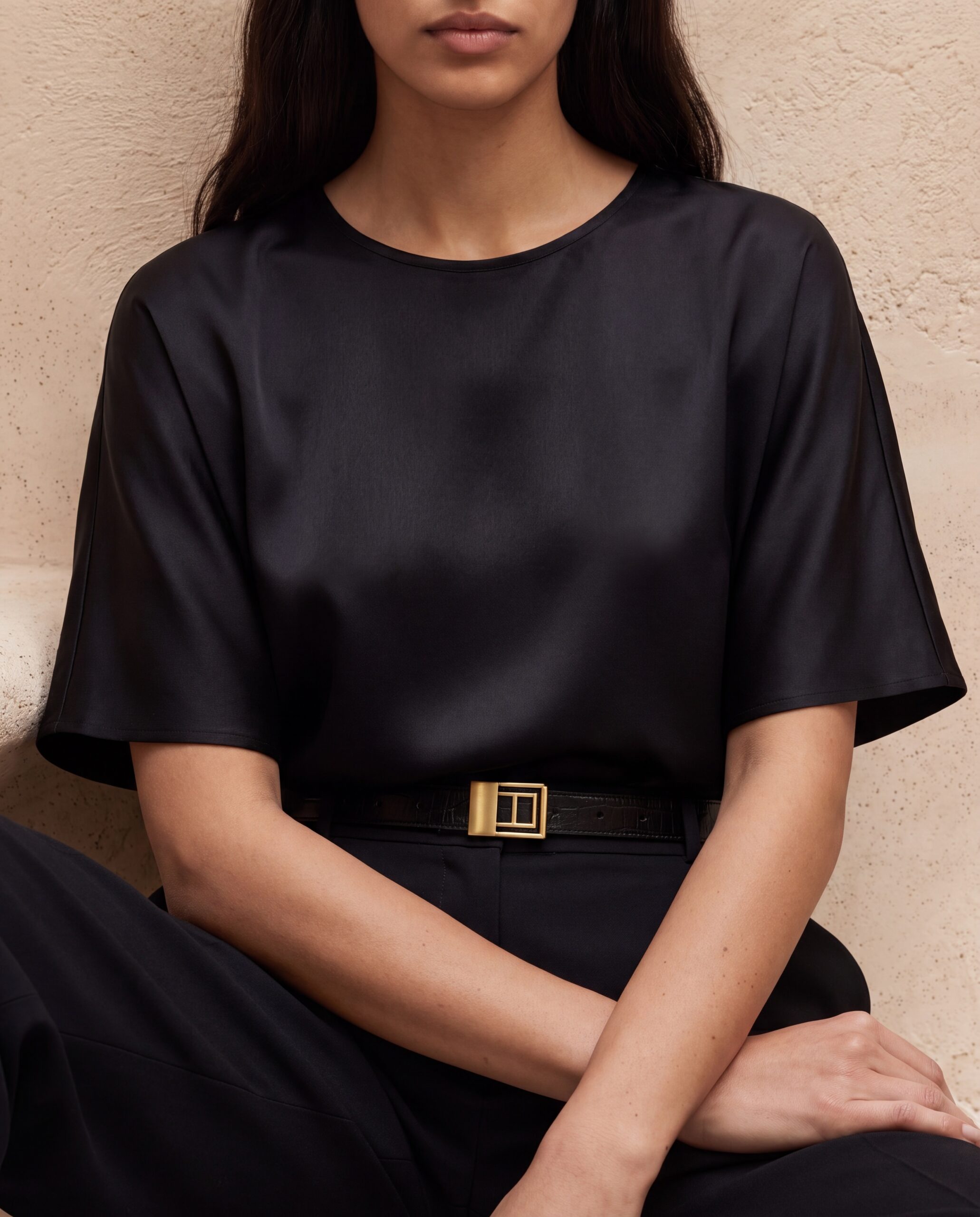 SIMPLE silk t-shirt - black