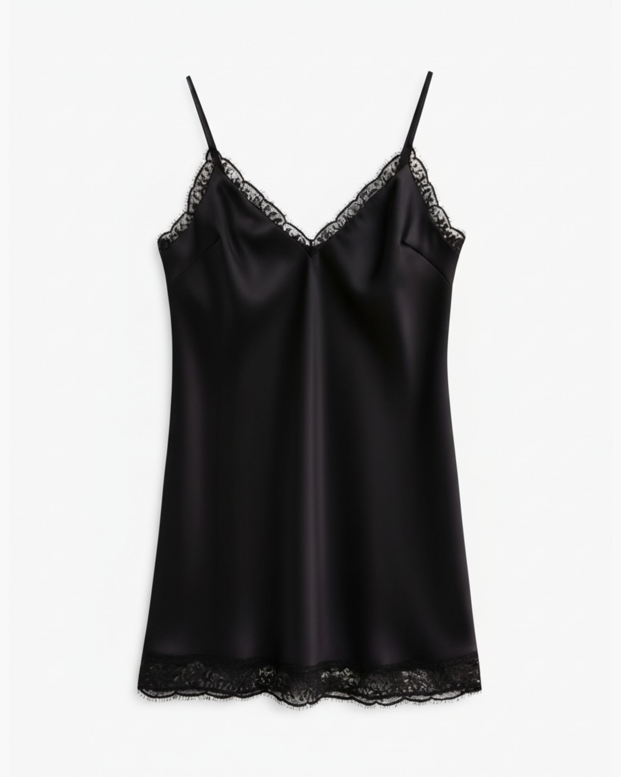 Silk top with lace - black
