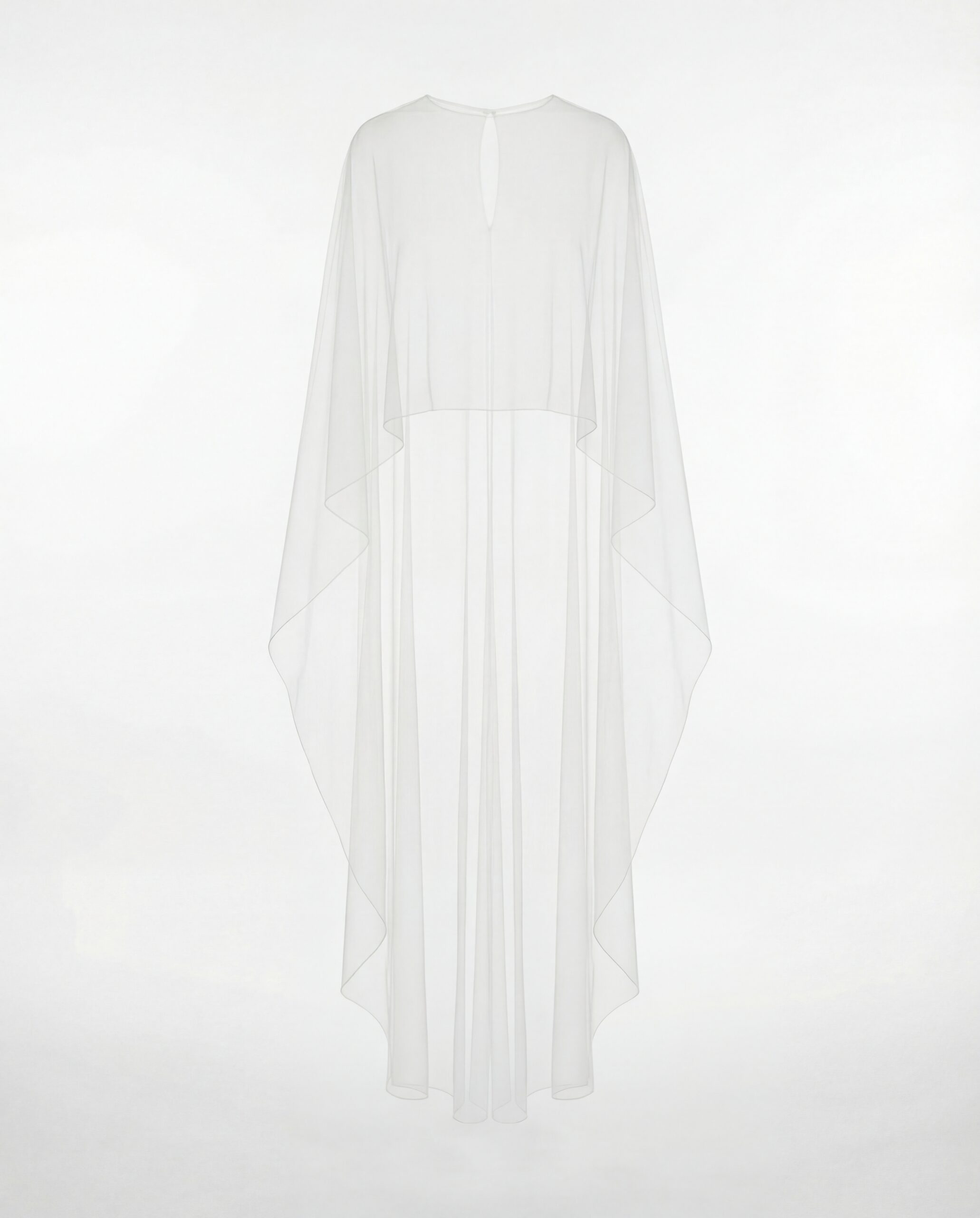 Long silk georgette cape - ecru