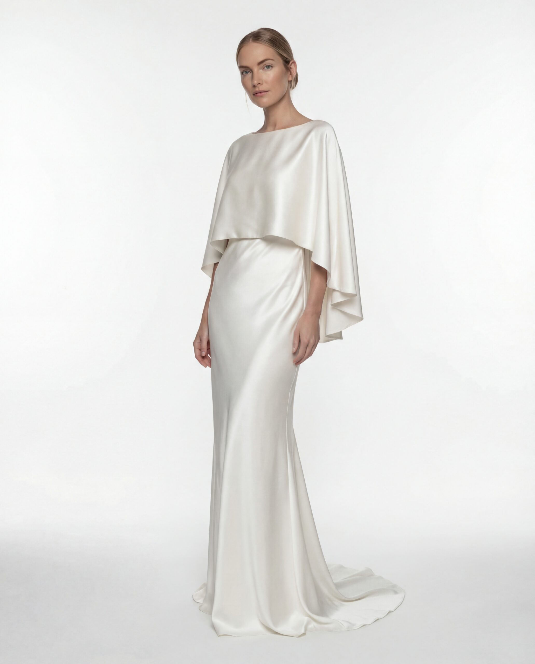 Silk satin cape - ecru
