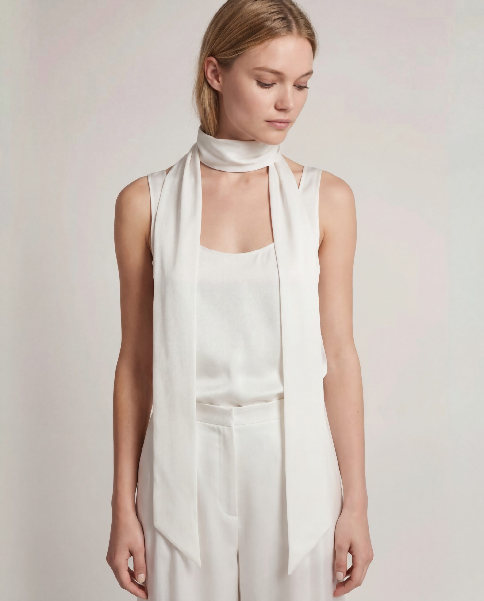 Silk top with thick straps - ecru