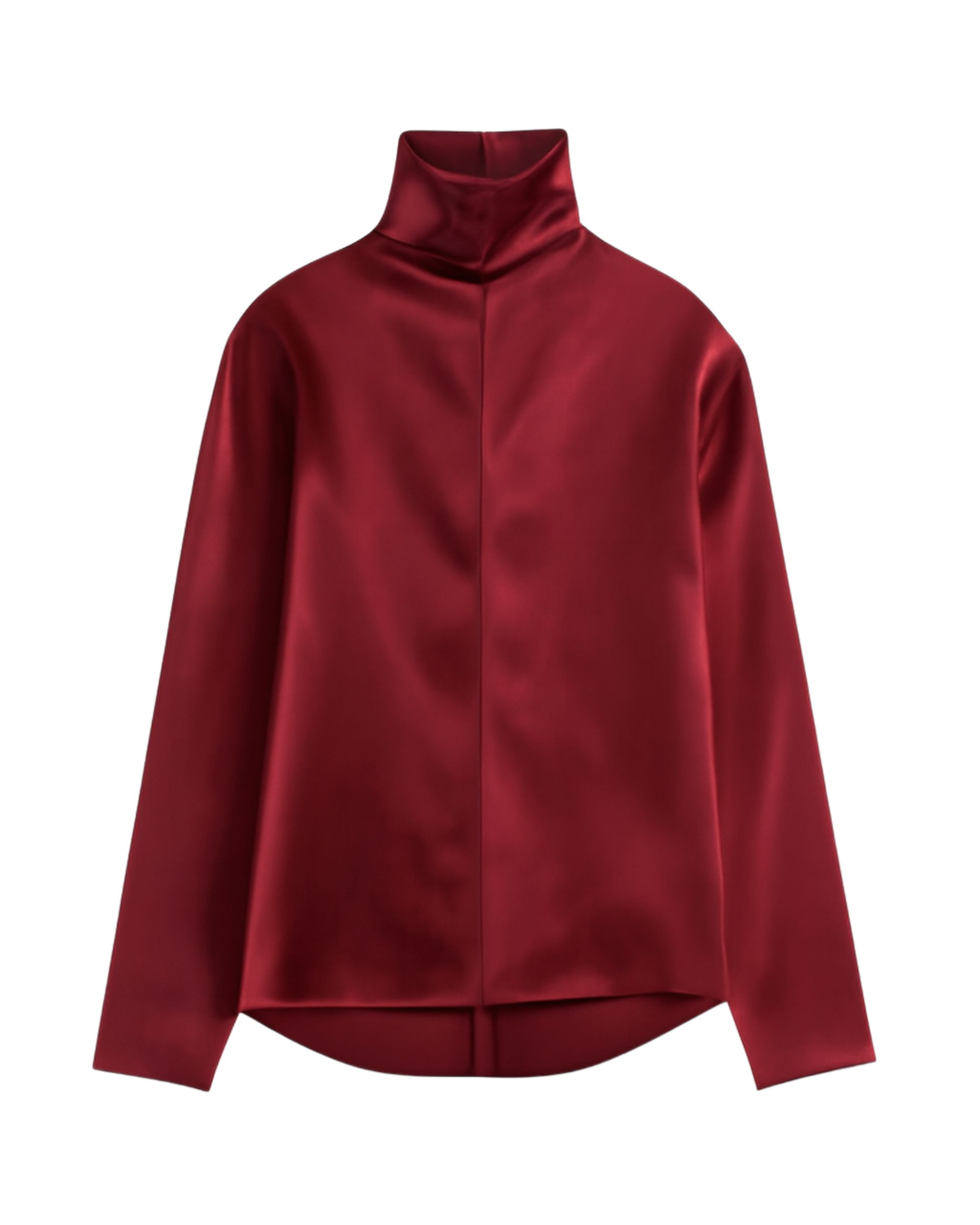 Silk blouse with a mock neck - burgundy
