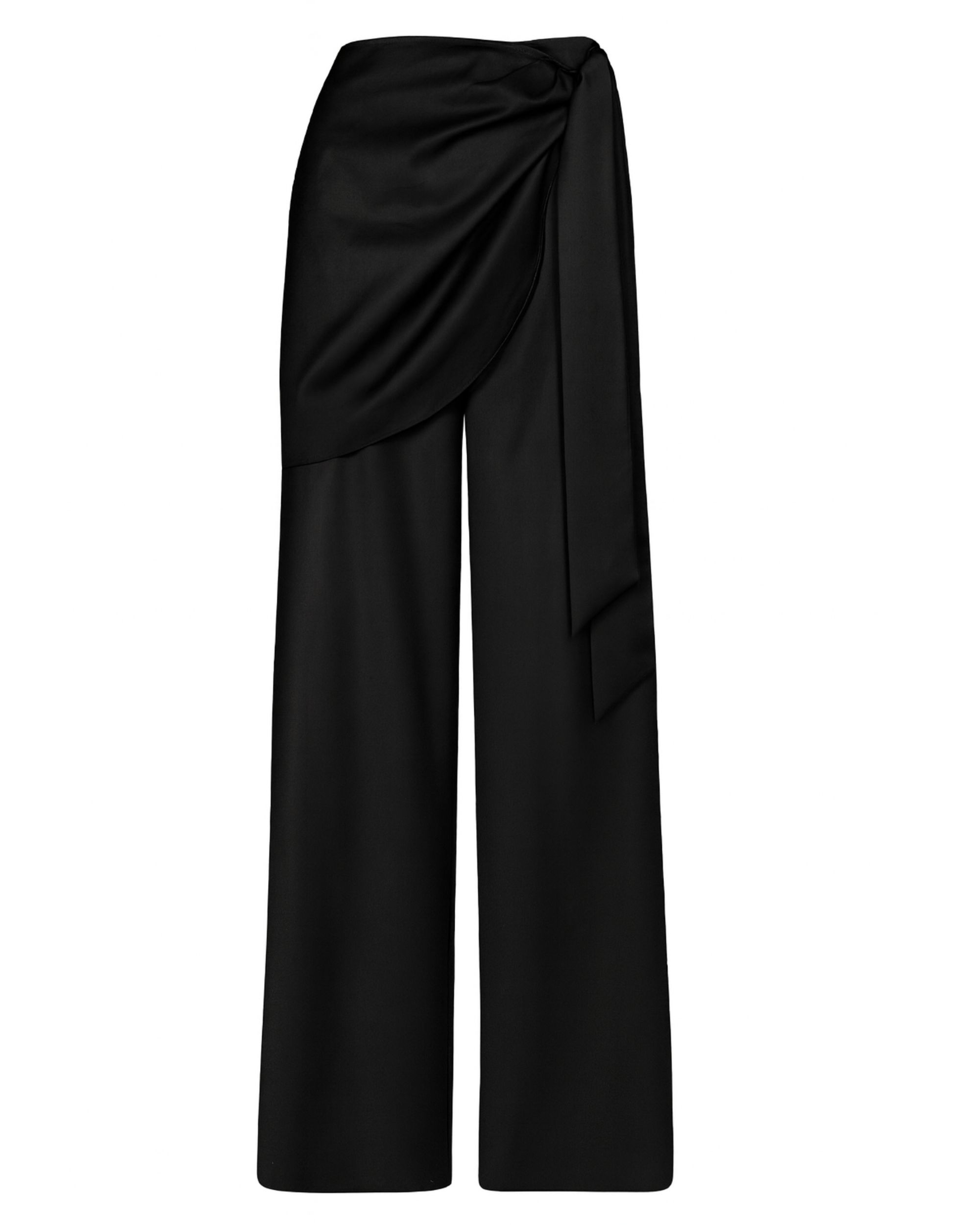 Silk satin trousers with sash