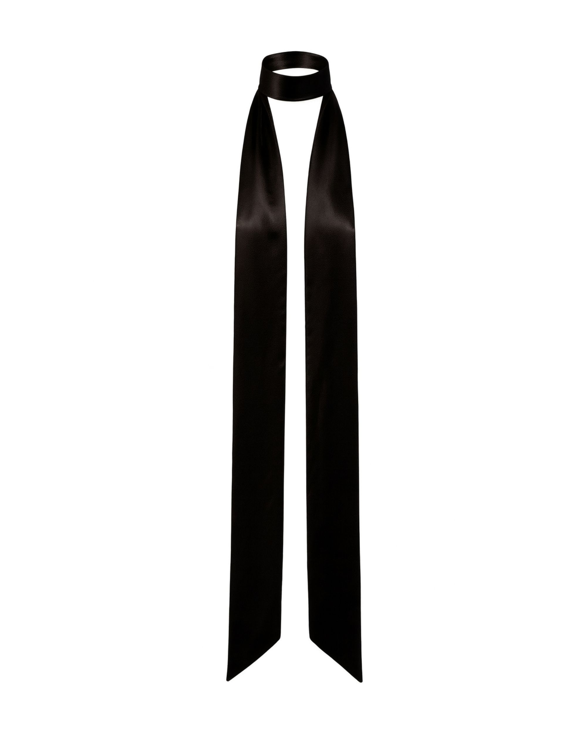 Long silk sash - black
