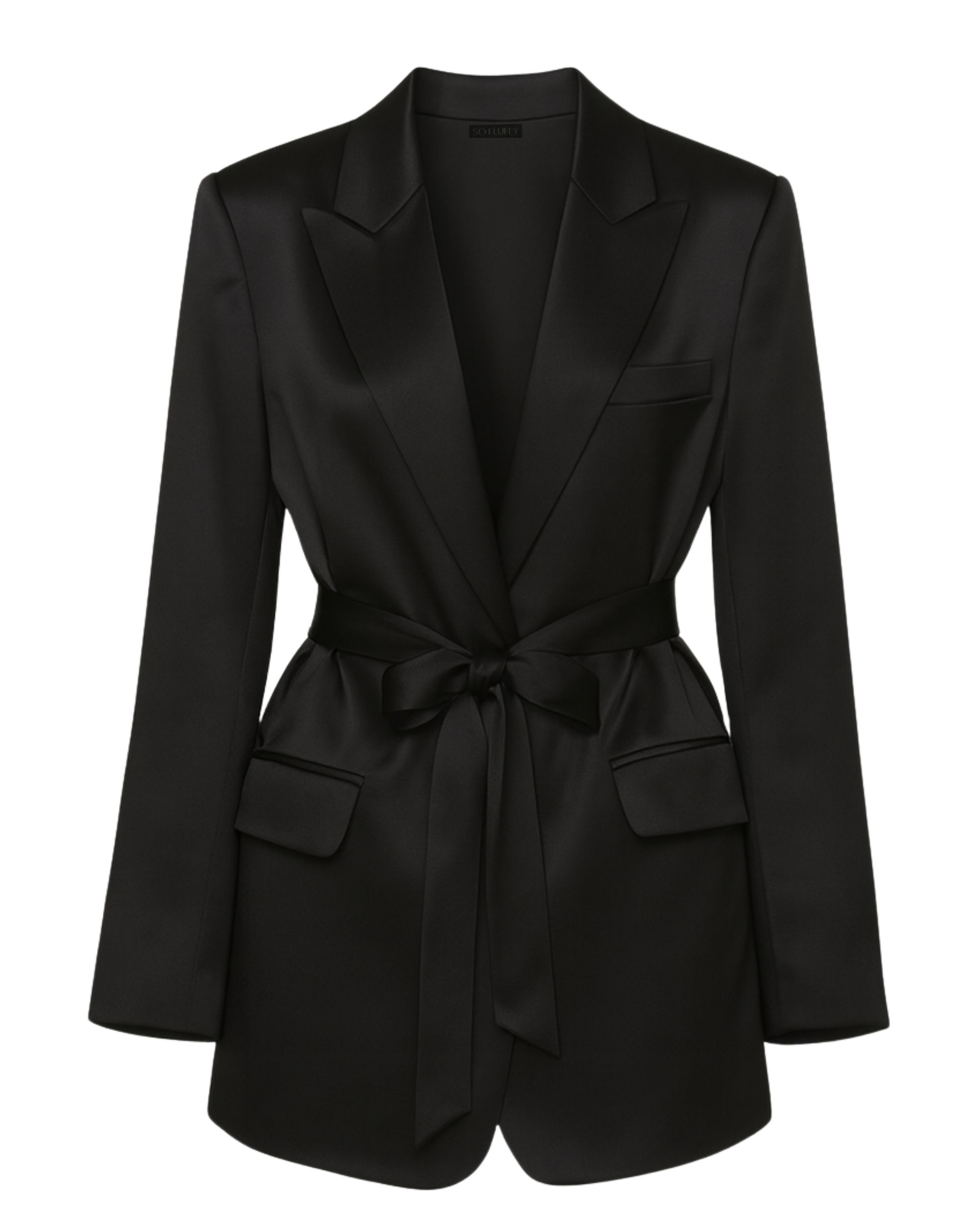 Silk jacket with belt - black