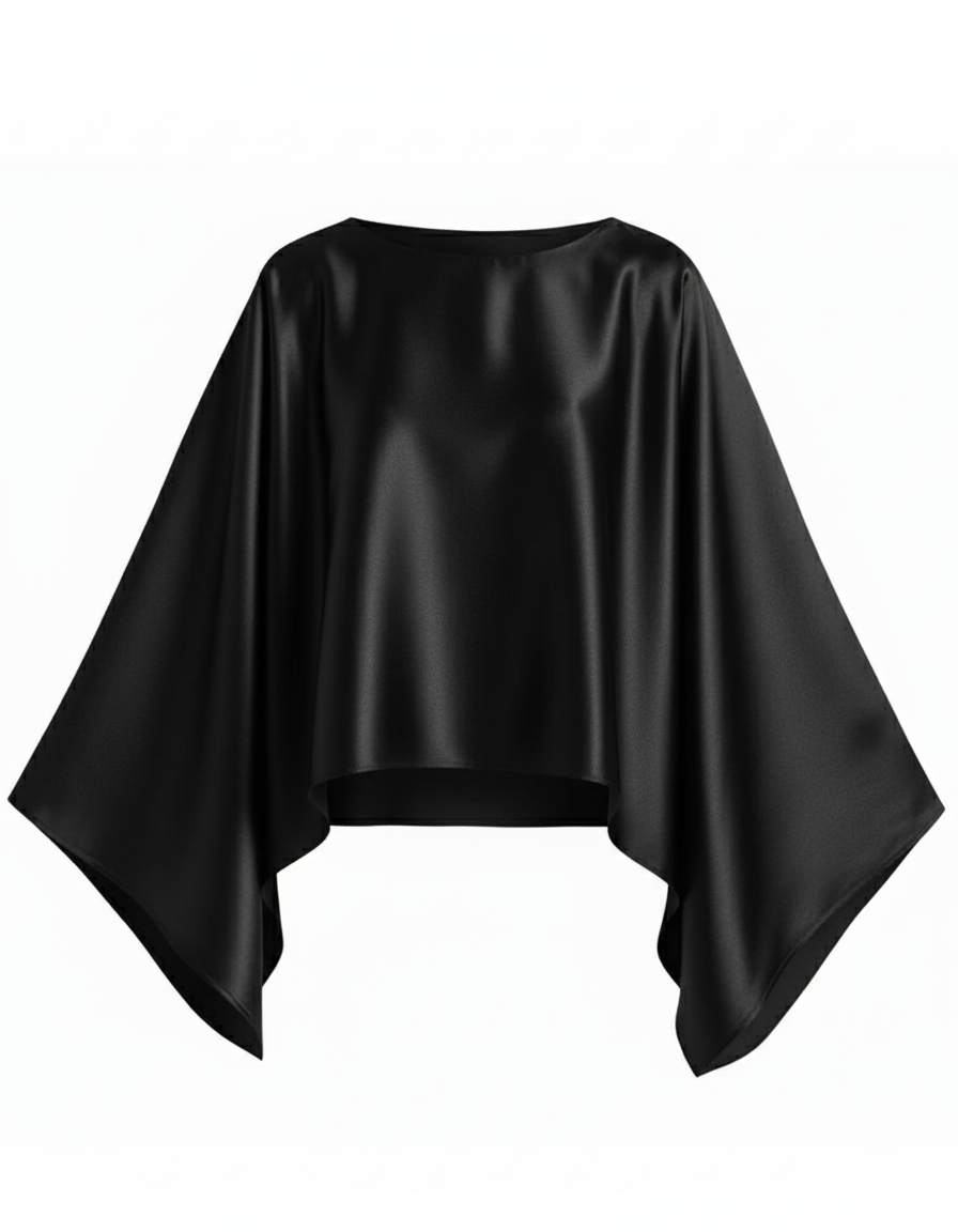 Kimono-cut silk blouse - black