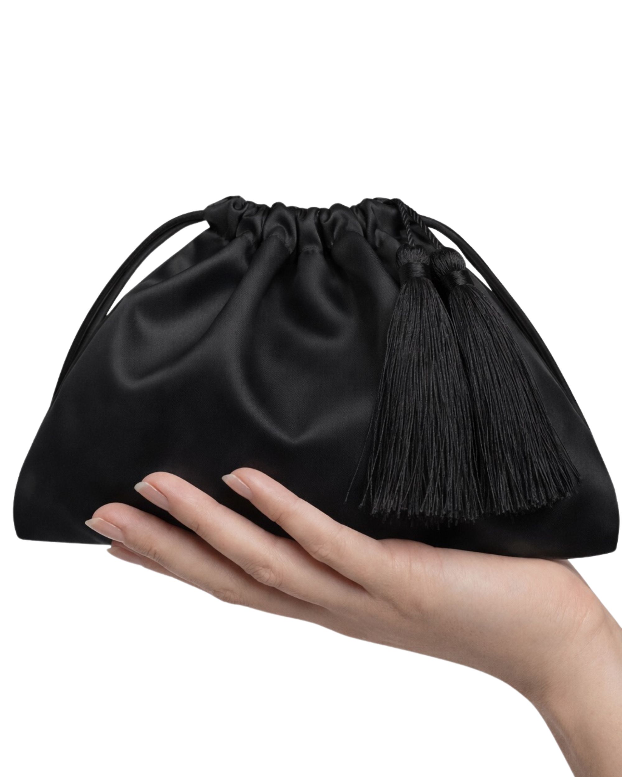 Essential Silk Satin Pouch – Black