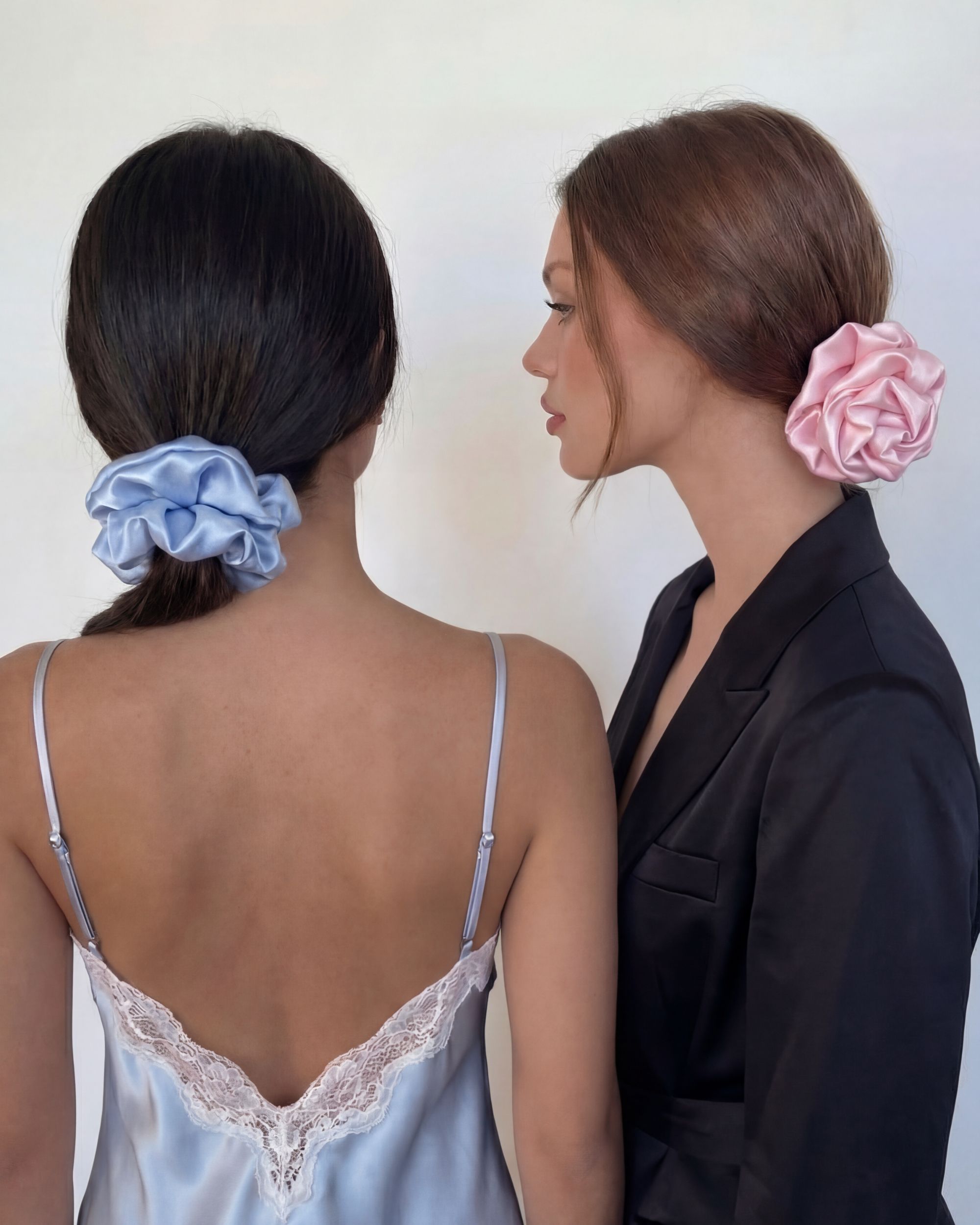 Silk scrunchie with a rose - rose