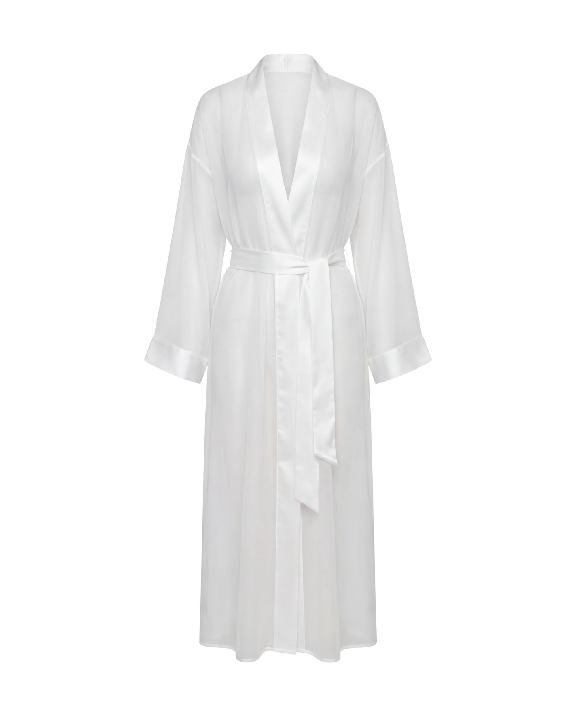 Noir Veil Silk Bathrobe - Ecru