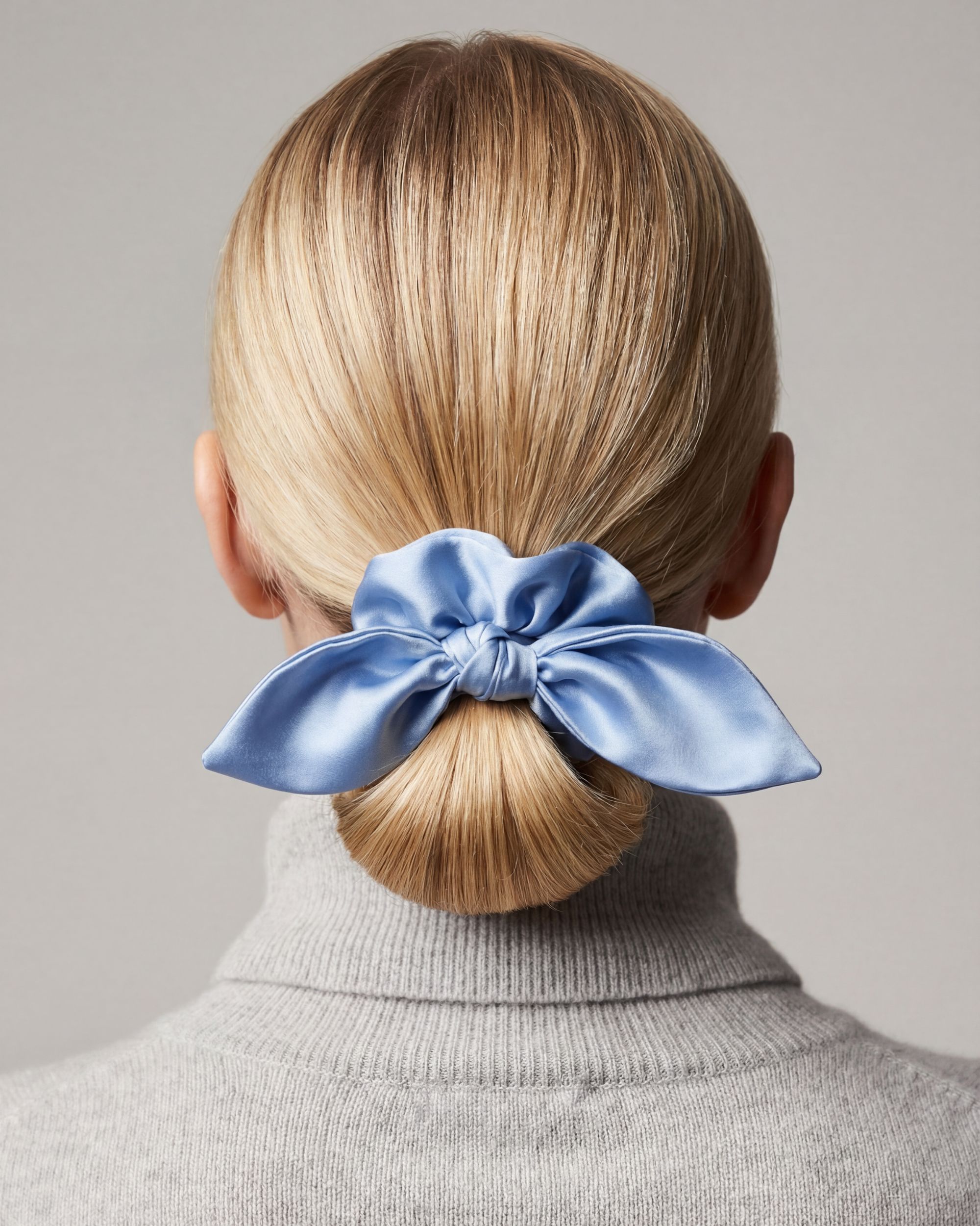 Silk scrunchie with ears - ice blue