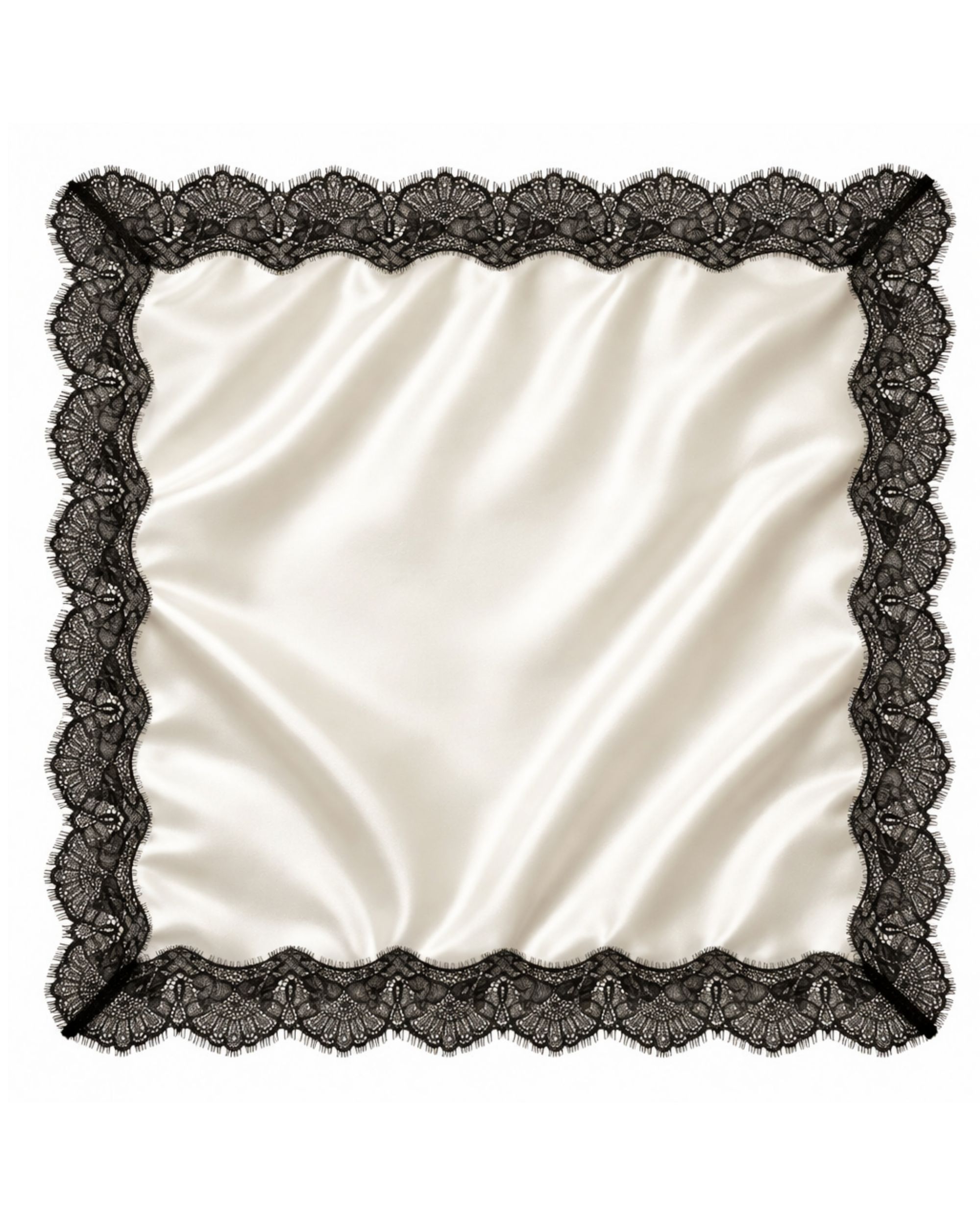 Silk scarf with lace - cream