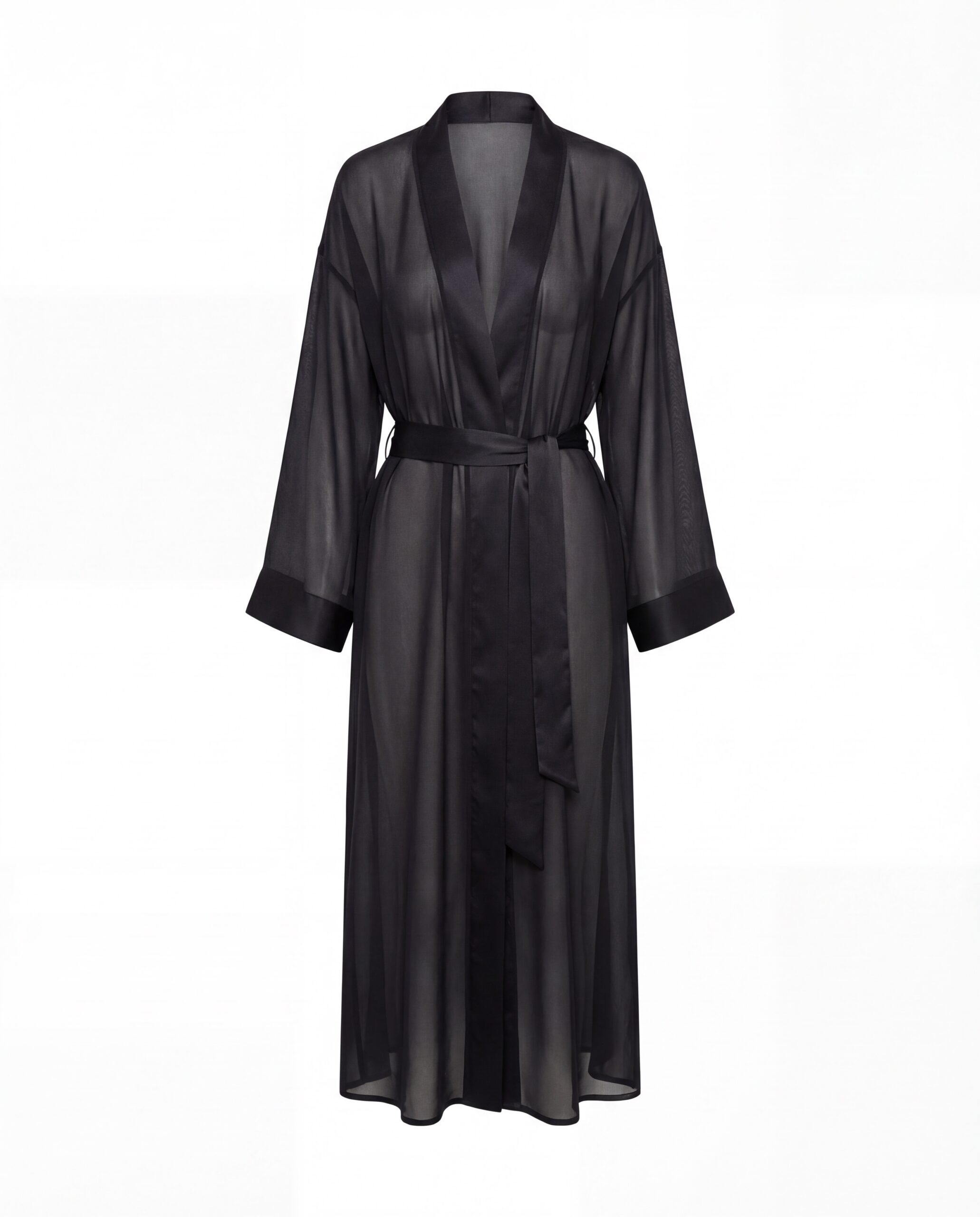 Silk Noir Veil Robe – Black