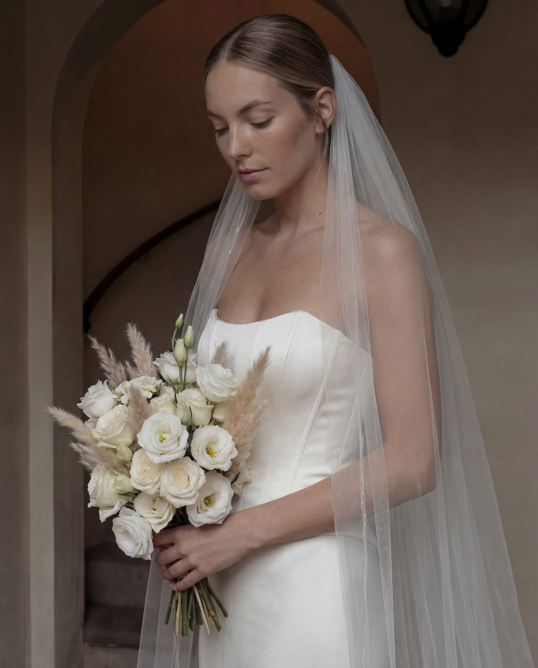 Long silk georgette cape - ecru (Kopia)