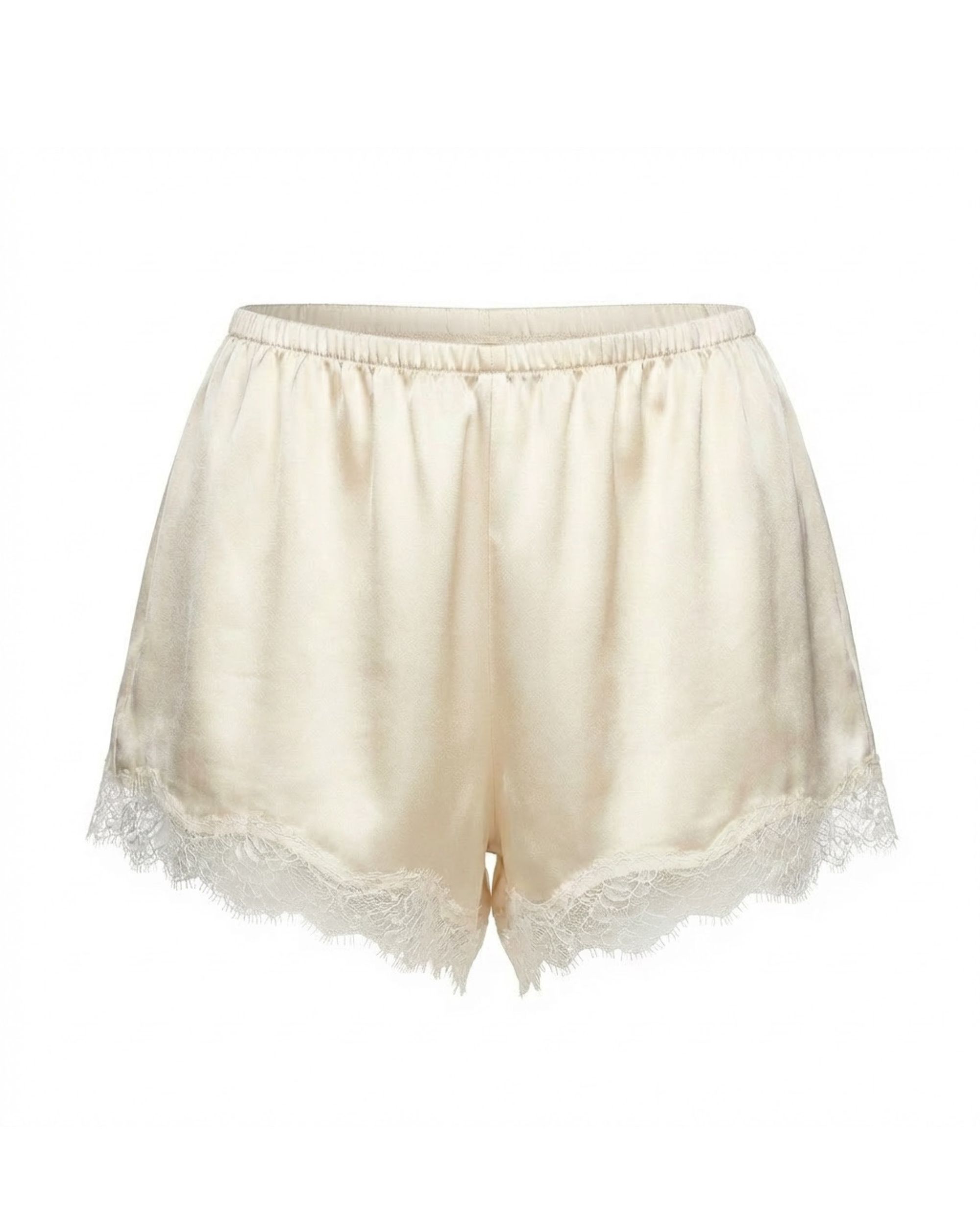 Lace Silk Shorts- cream