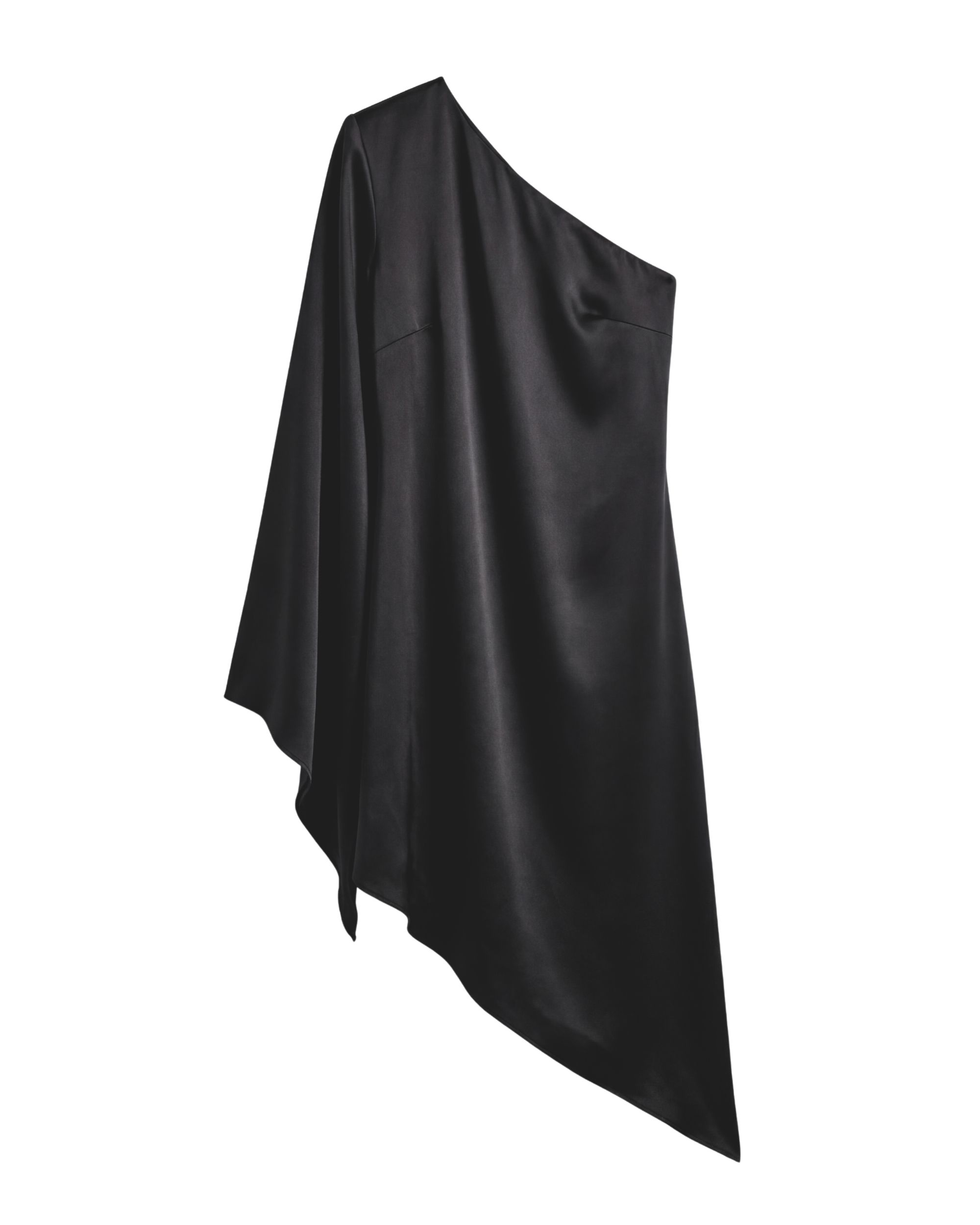 Venus One-Shoulder Silk Top - black