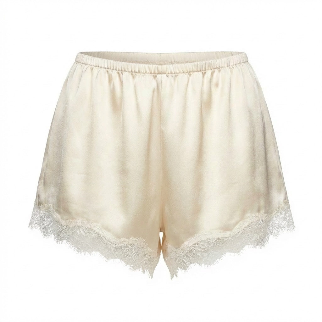 Lace Silk Shorts- cream
