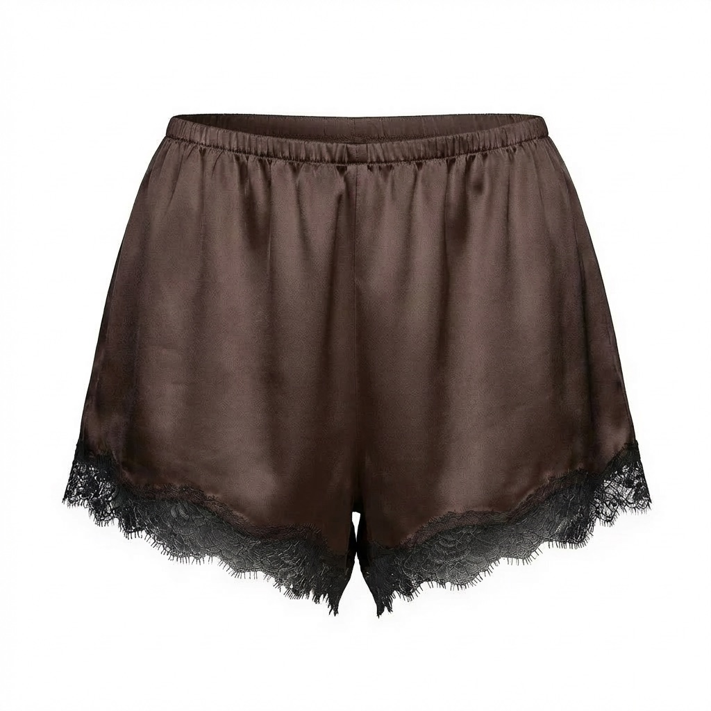 Lace Silk Shorts- dark chocolate