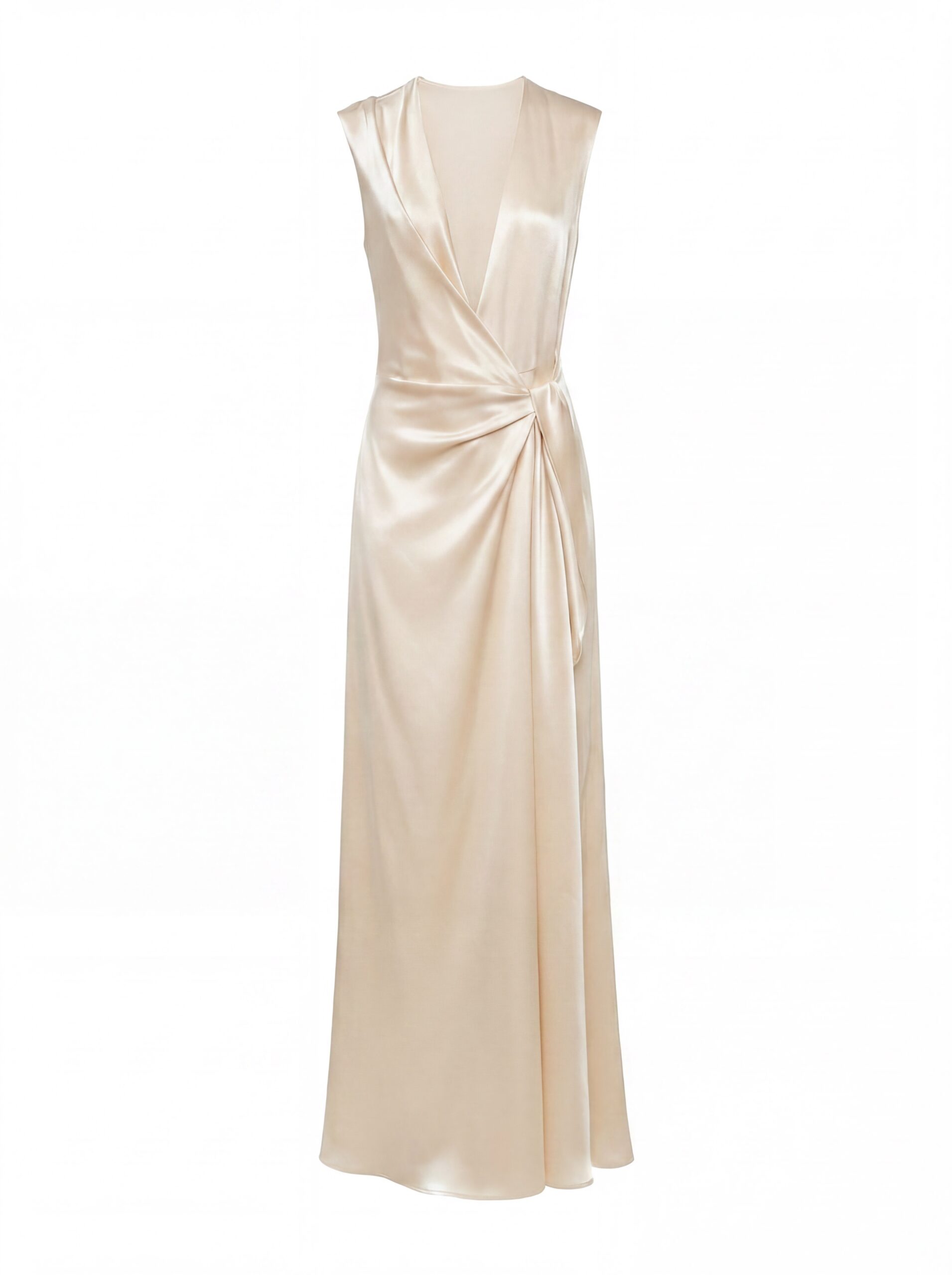 Kaya Silk Wrap Dress- cream