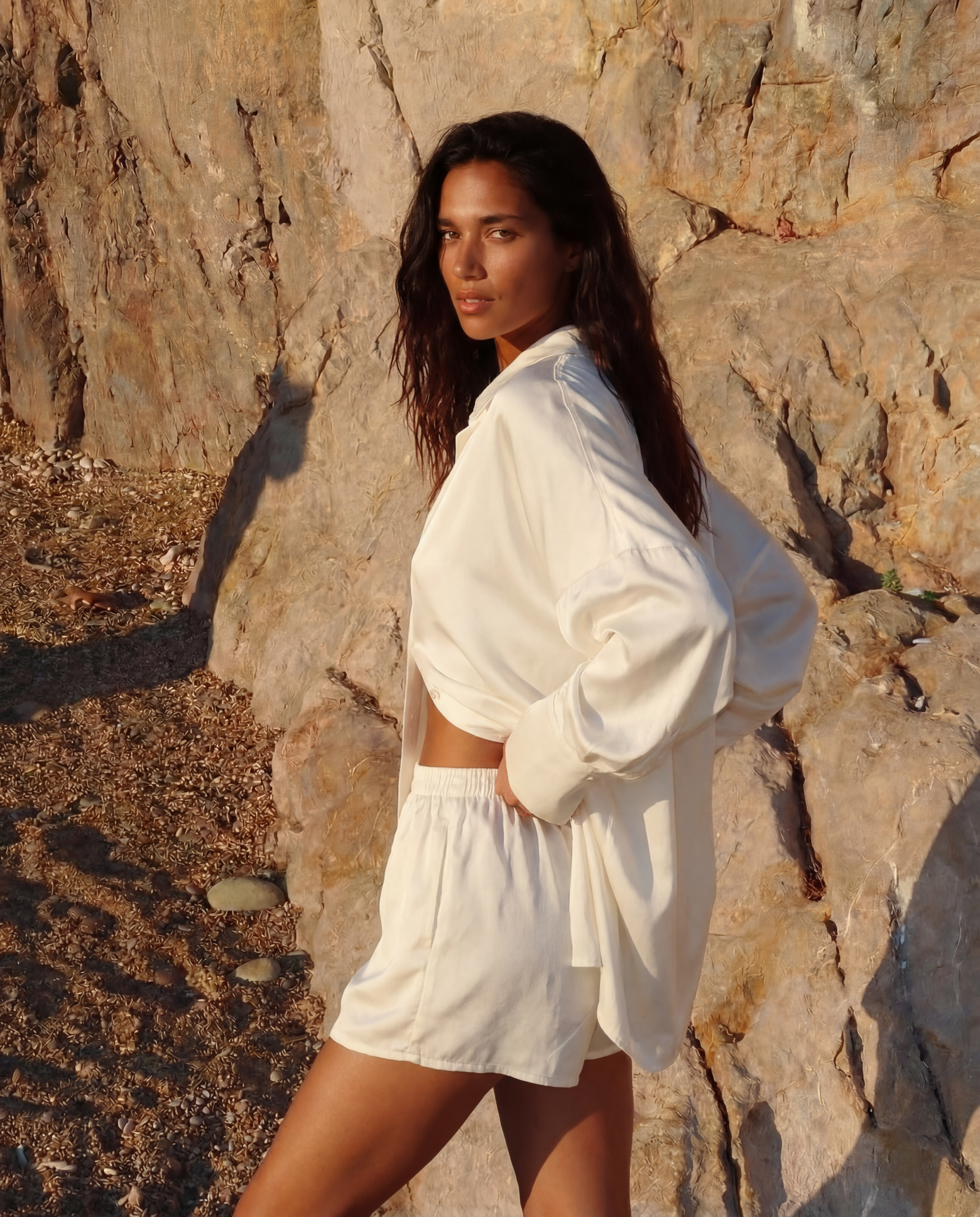 Flow Silk Shorts- ecru