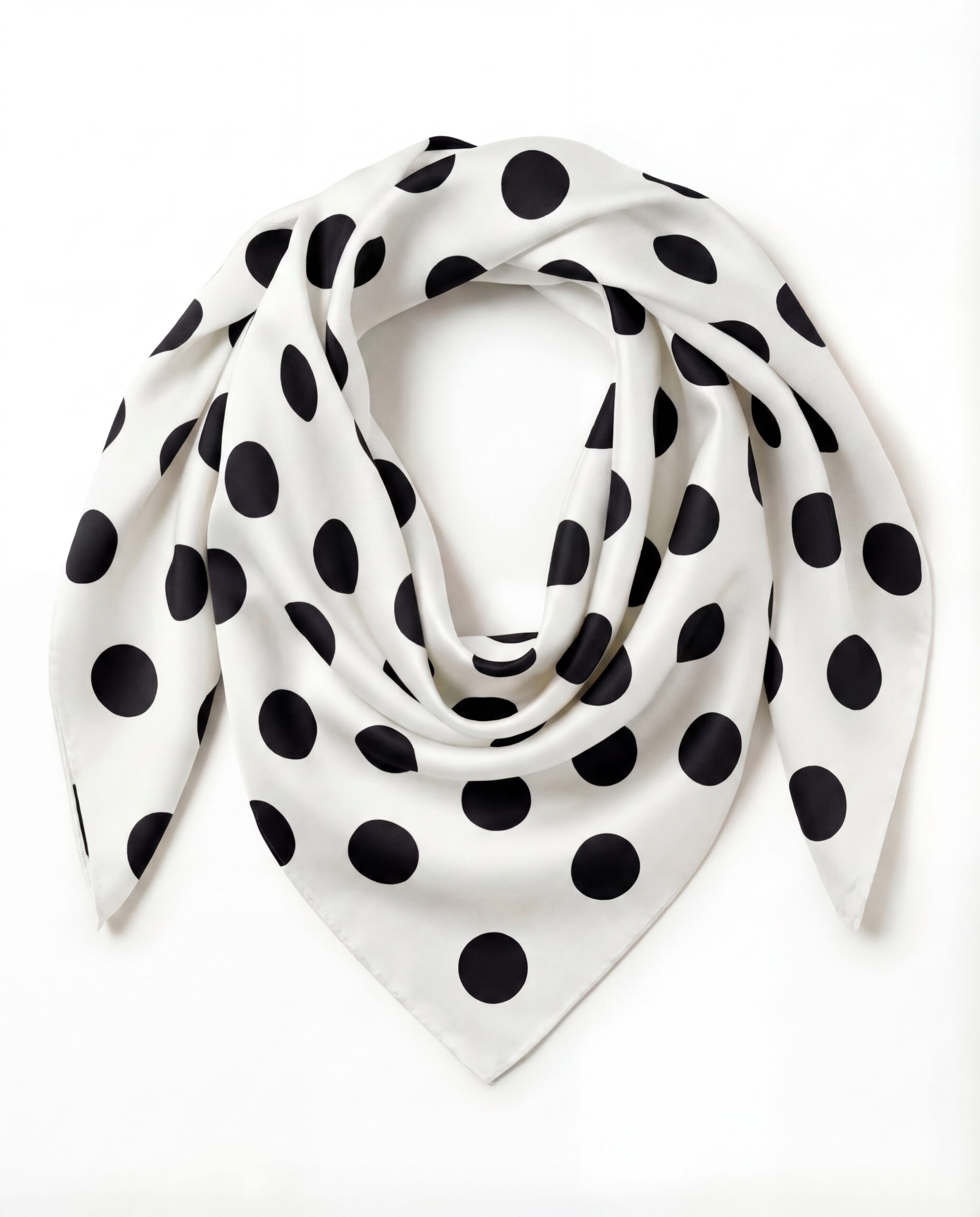 Silk Scarf - ecru polka dots